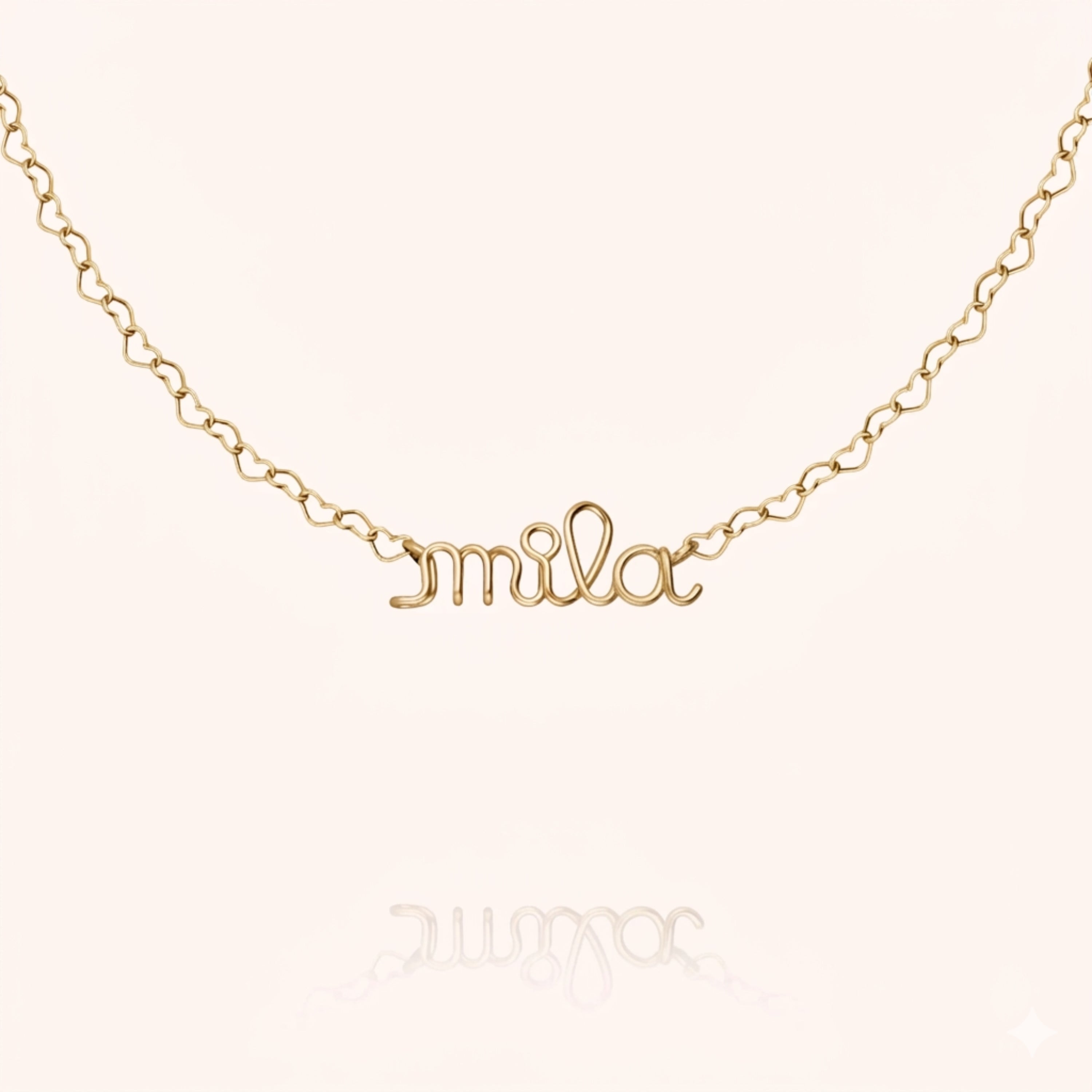 Richelieu heart chain Necklace personalised with name 14k yellow-gold handcrafted Atelier Paulin Australia