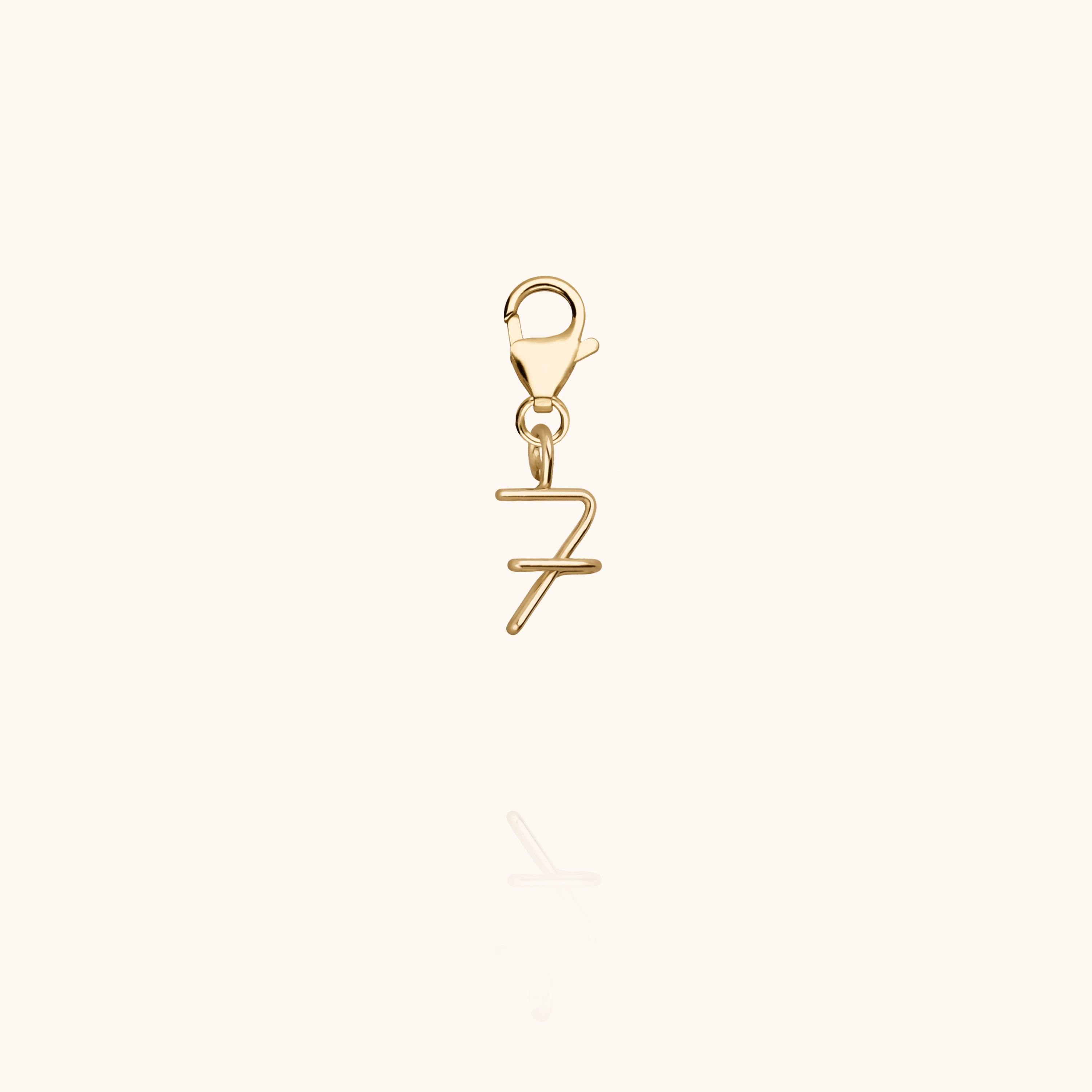 Lucky Charm number seven to hang on bracelets and chain 14k yellow gold-filled handcrafted Atelier Paulin Australia