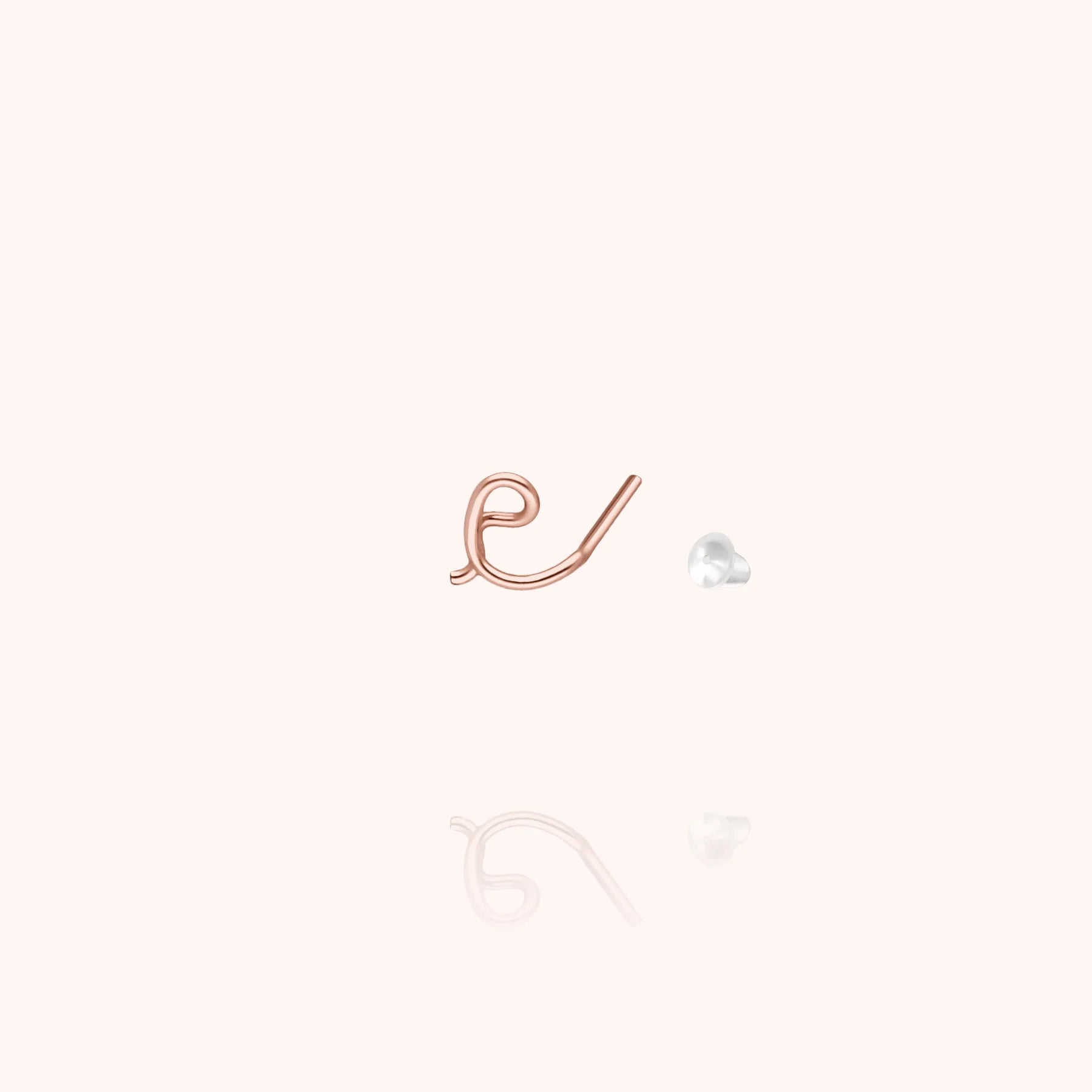 personalised jewellery initial stud earring letter e 14k rose gold-filled handcrafted Atelier Paulin Australia