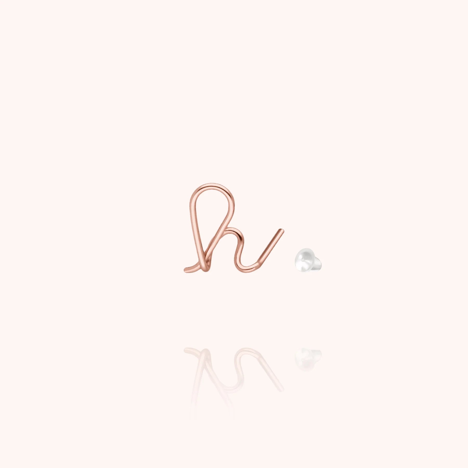 personalised jewellery initial stud earring letter h 14k rose gold-filled handcrafted Atelier Paulin Australia