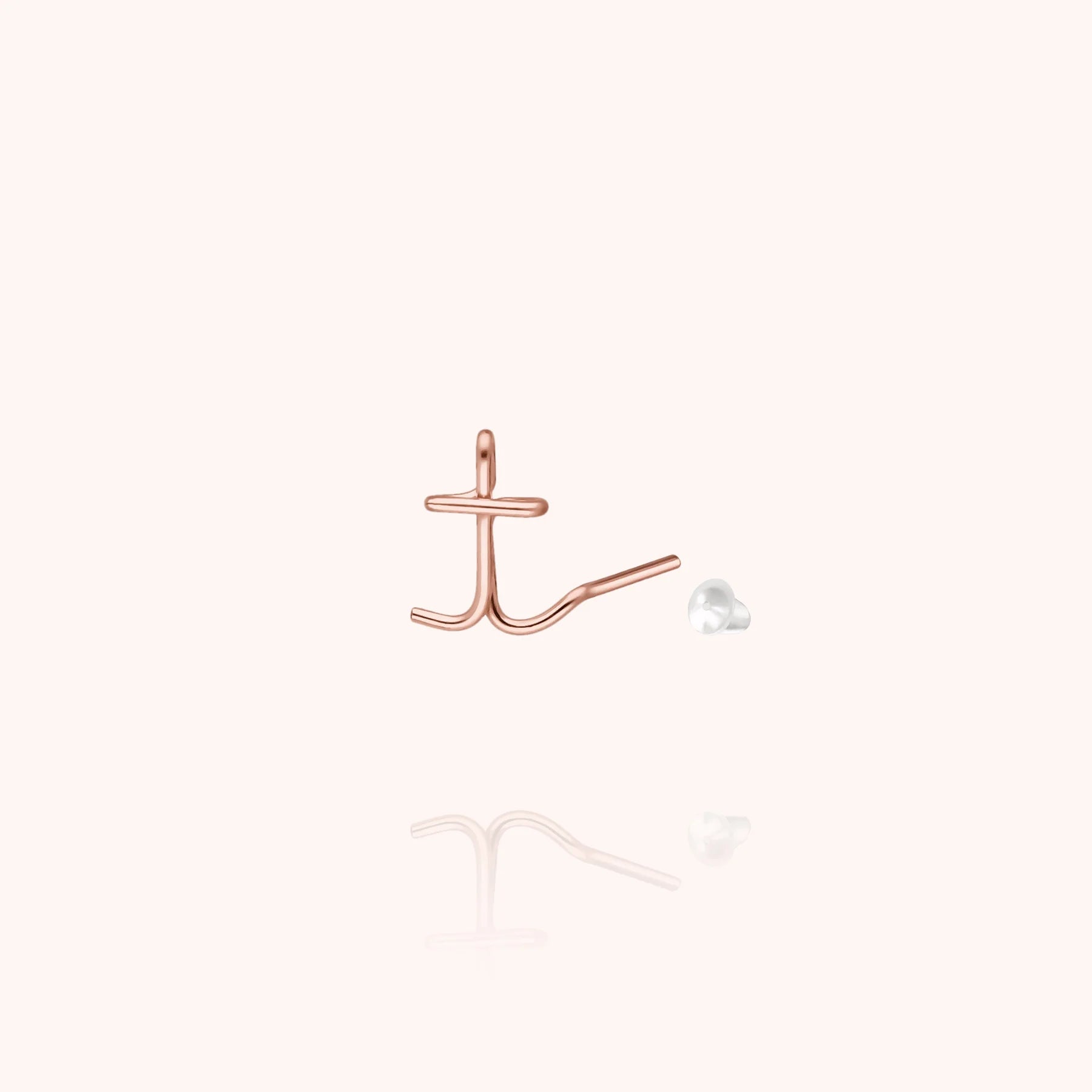 personalised jewellery initial stud earring letter t 14k rose gold-filled handcrafted Atelier Paulin Australia