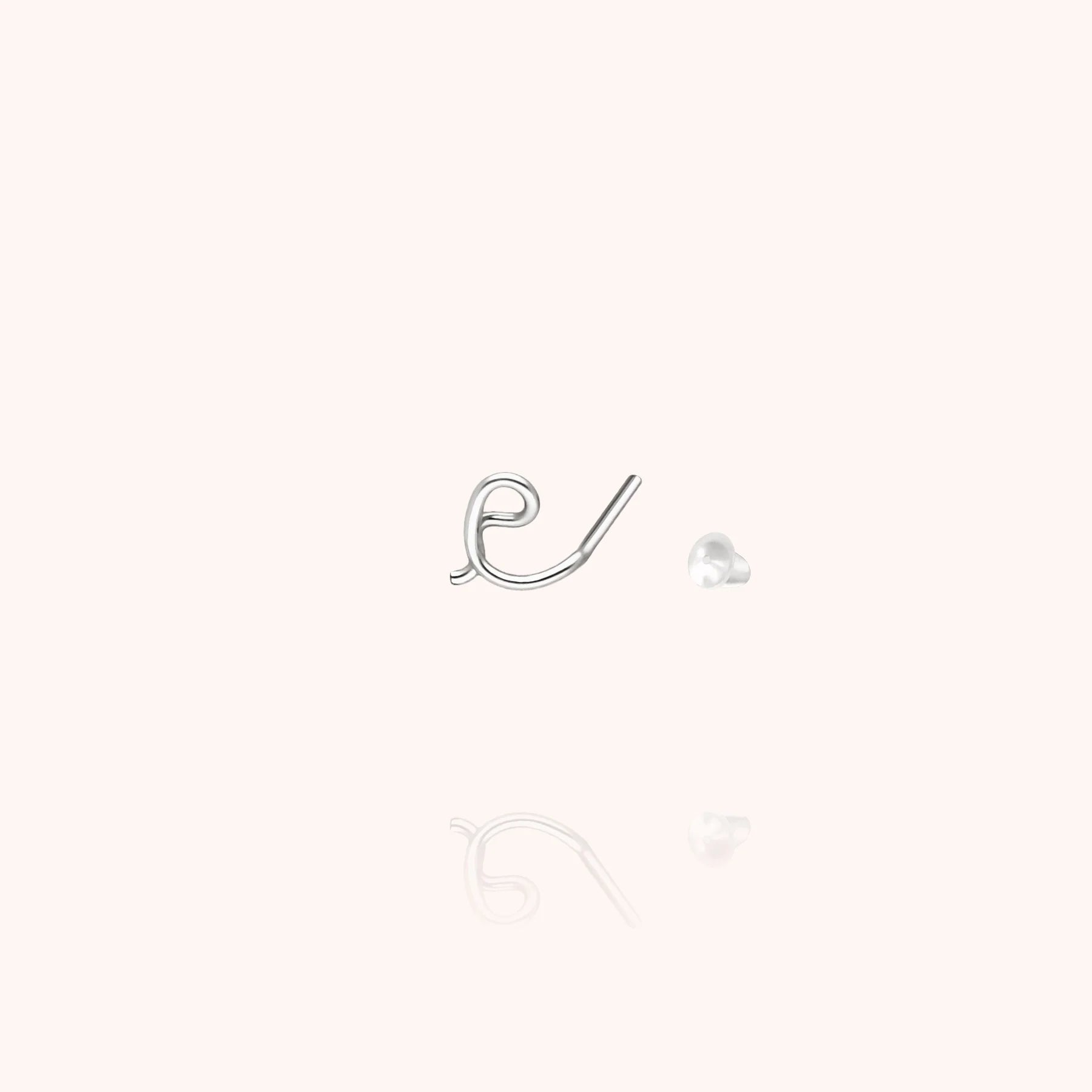 personalised initial stud earring letter E silver jewellery handcrafted Atelier Paulin Australia