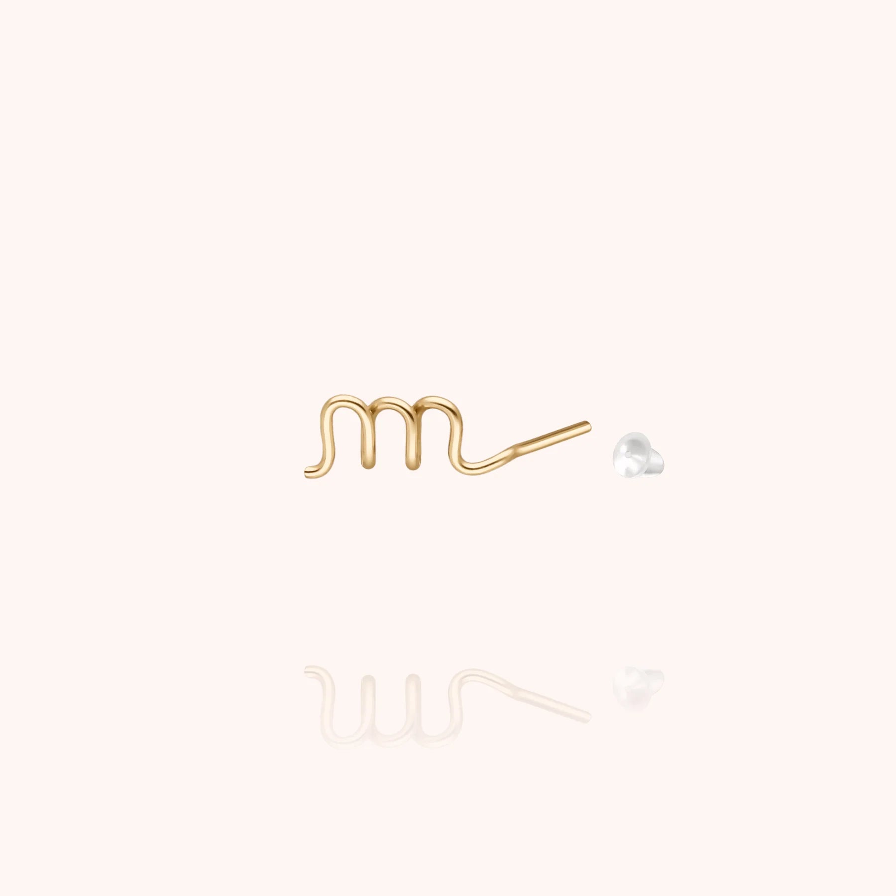 personalised jewellery initial stud earring letter m 14k yellow gold-filled handcrafted Atelier Paulin Australia