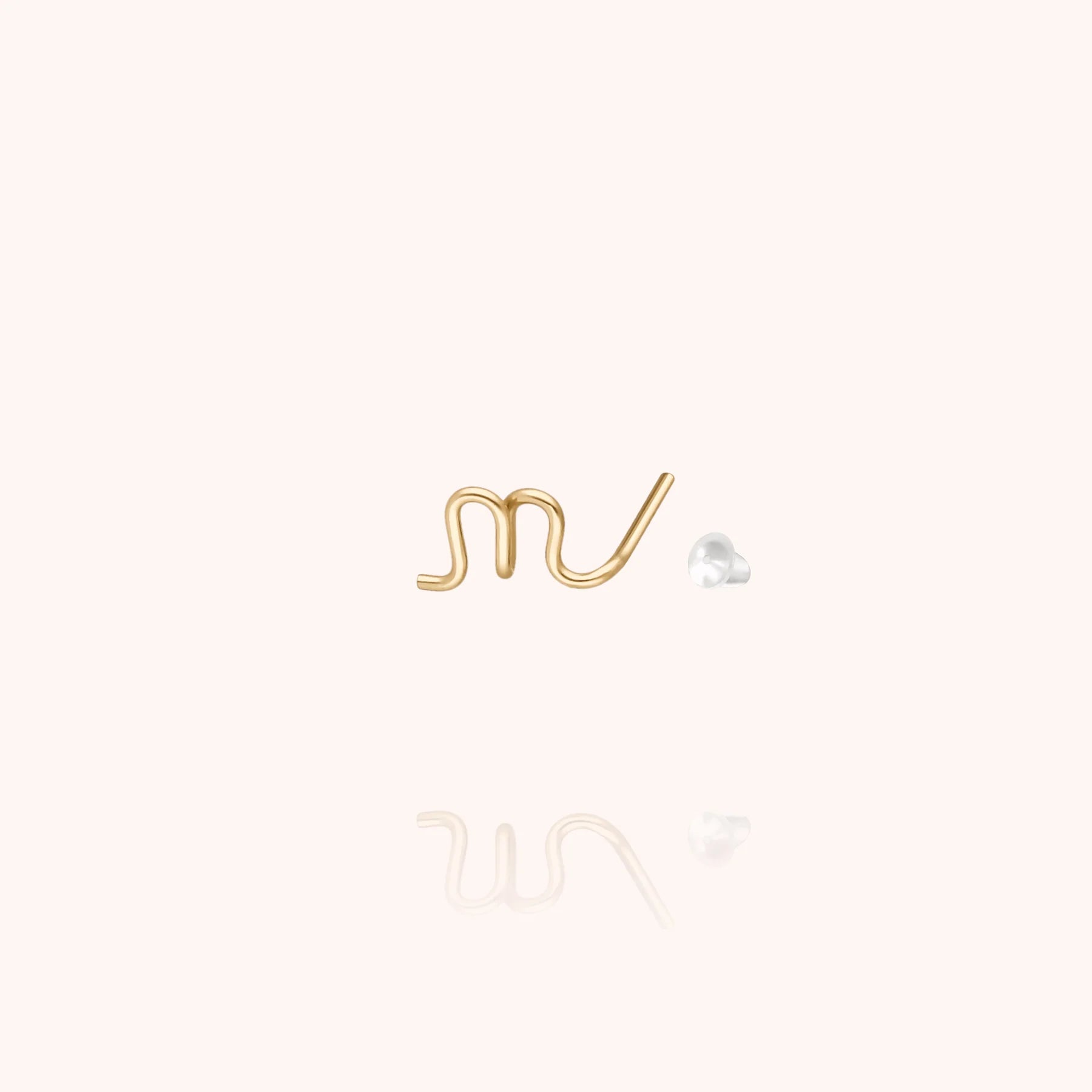 personalised jewellery initial stud earring letter n 14k yellow gold-filled handcrafted Atelier Paulin Australia
