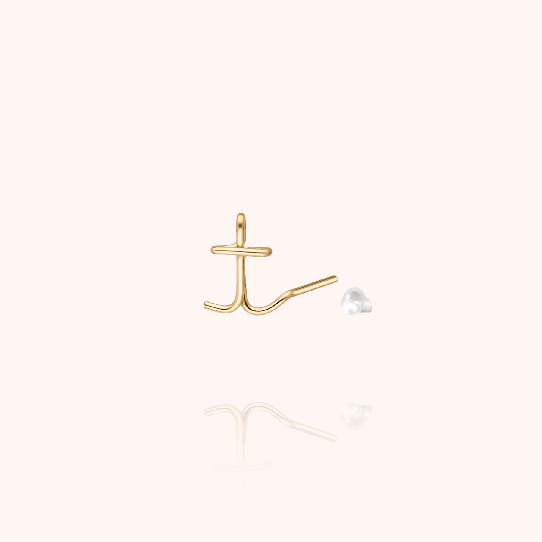 personalised jewellery initial stud earring letter t 14k yellow gold-filled handcrafted Atelier Paulin Australia