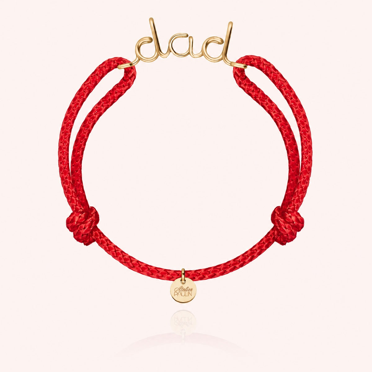 Dad cord bracelet for him. Men's jewellery handcrafted in Paris by Atelier Paulin from 14k gold-filled --colour_red
