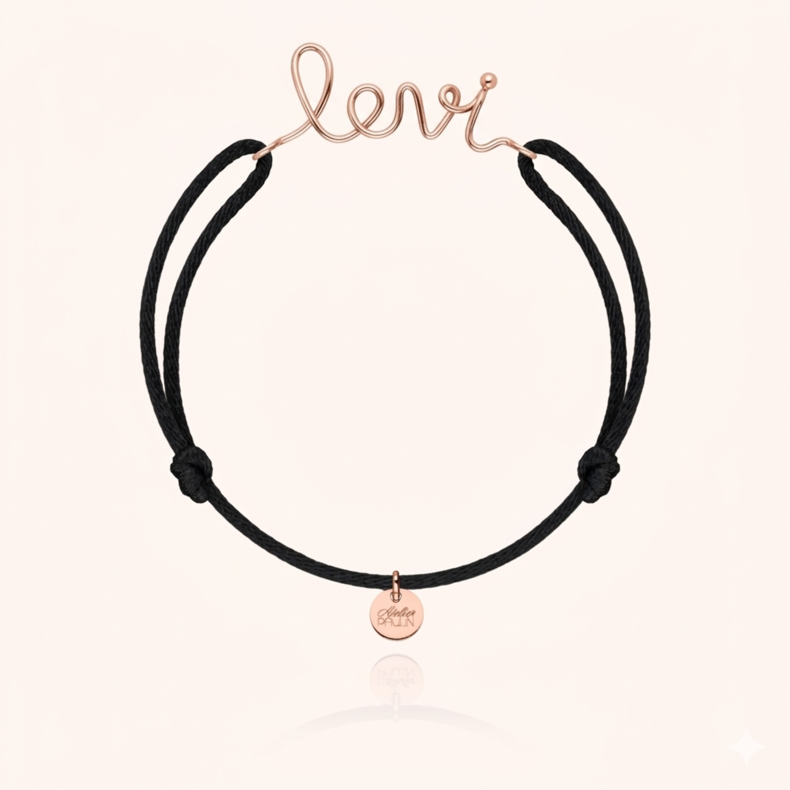 cord bracelet personalised name rose gold Atelier Paulin Australia --colour_black