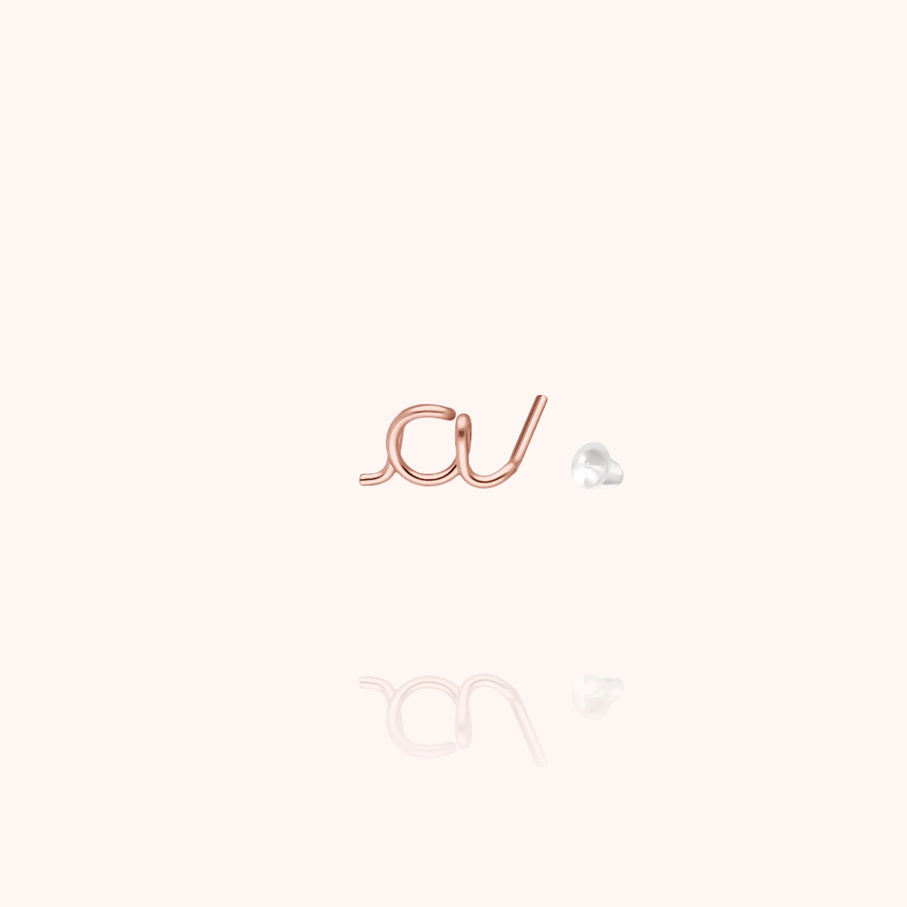 personalised jewellery initial stud earring letter a 14k rose gold-filled handcrafted Atelier Paulin Australia