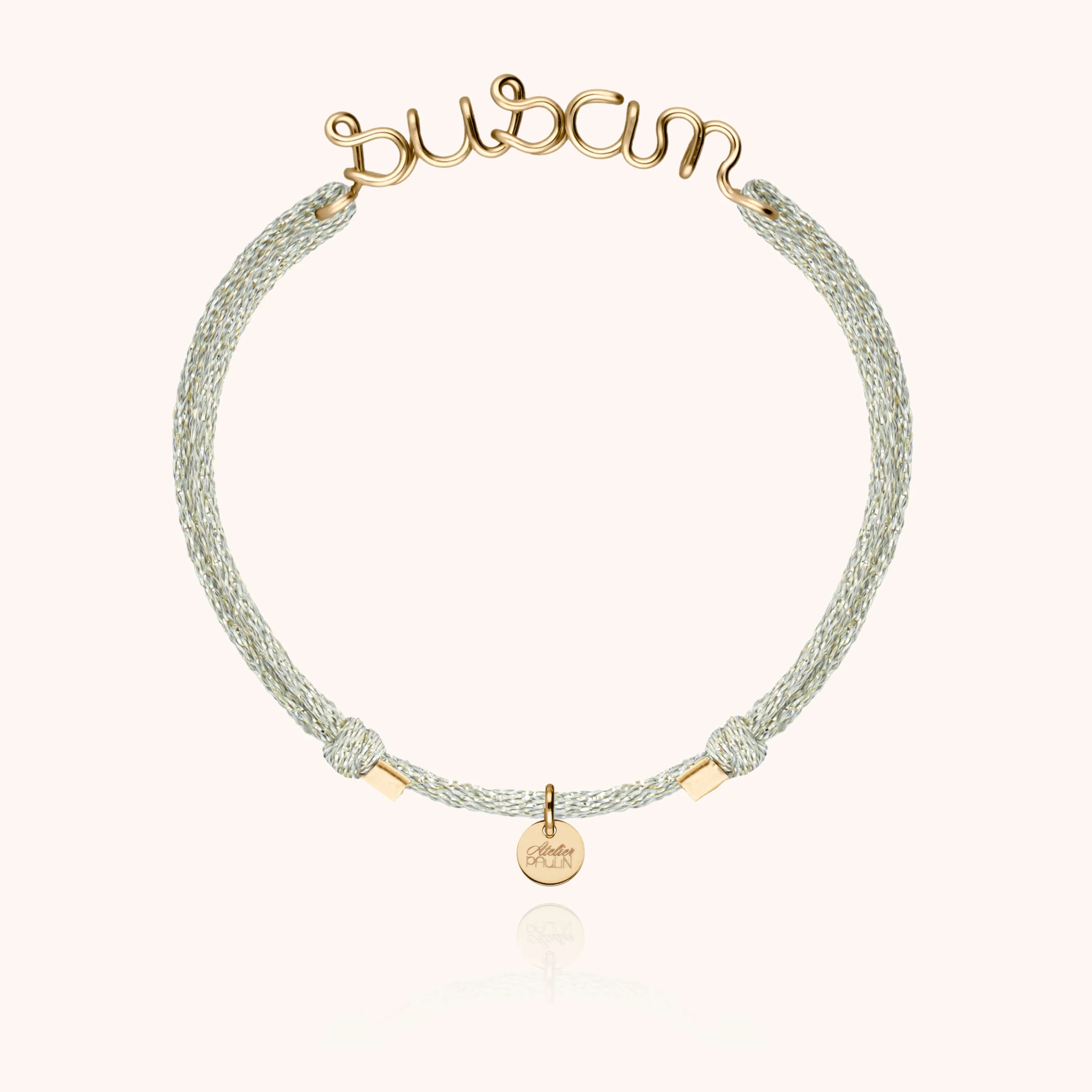 lurex cord bracelet personalised name atelier paulin --colour_light green