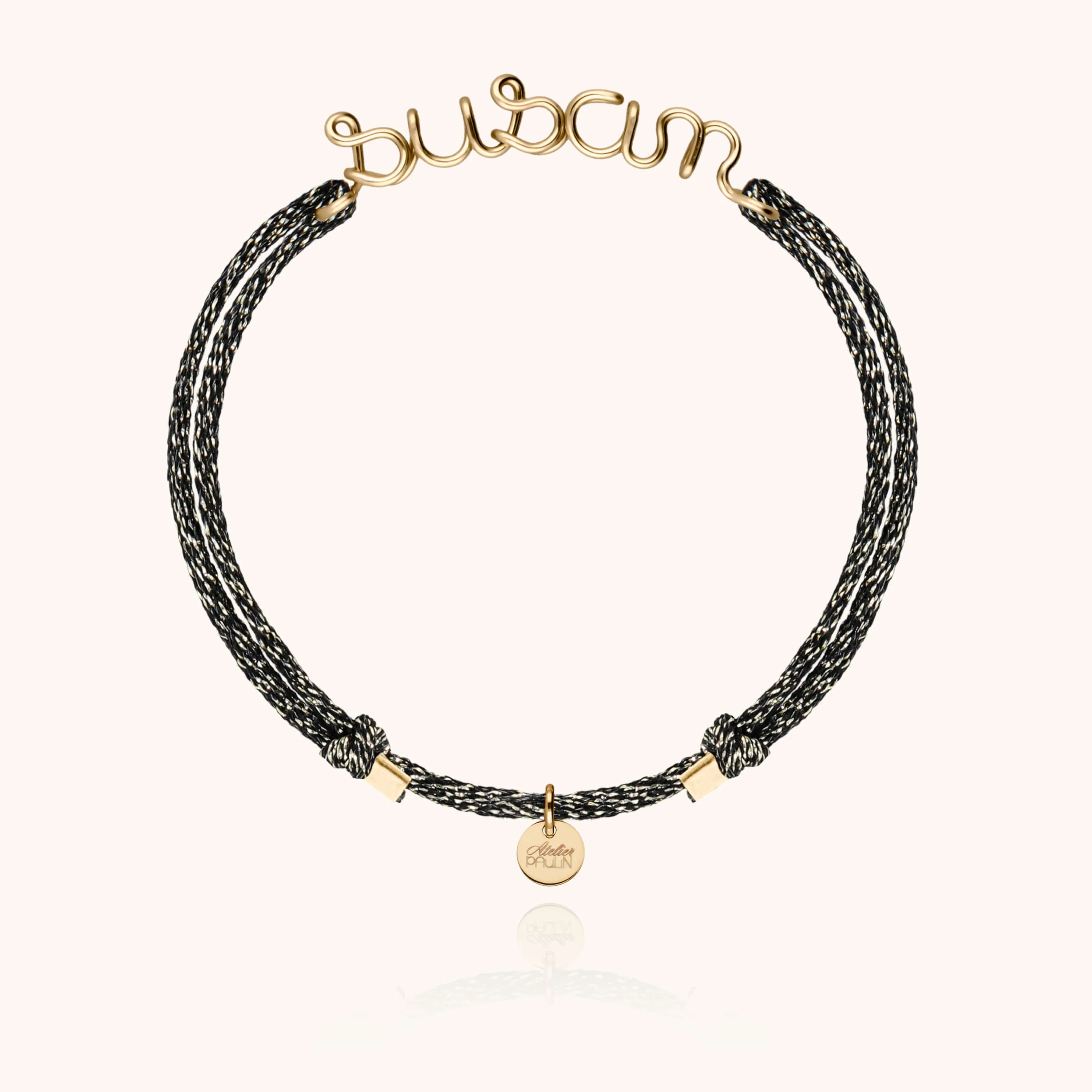lurex cord bracelet personalised name atelier paulin --colour_midnight black