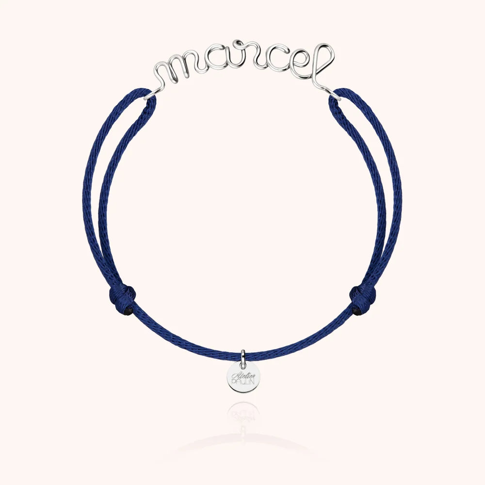 cord bracelet personalised name silver Atelier Paulin Australia --colour_midnight blue
