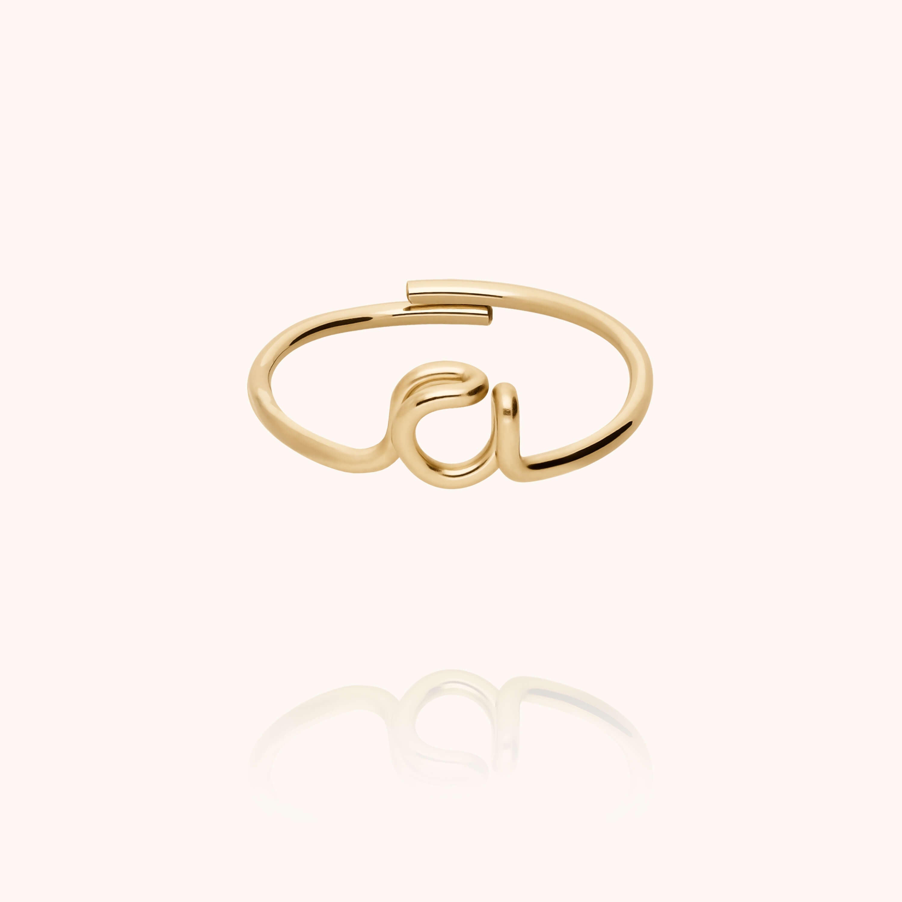Original ring with initials letter a personalisation 14K yellow gold-filled handmade Atelier Paulin Australia --letter_a
