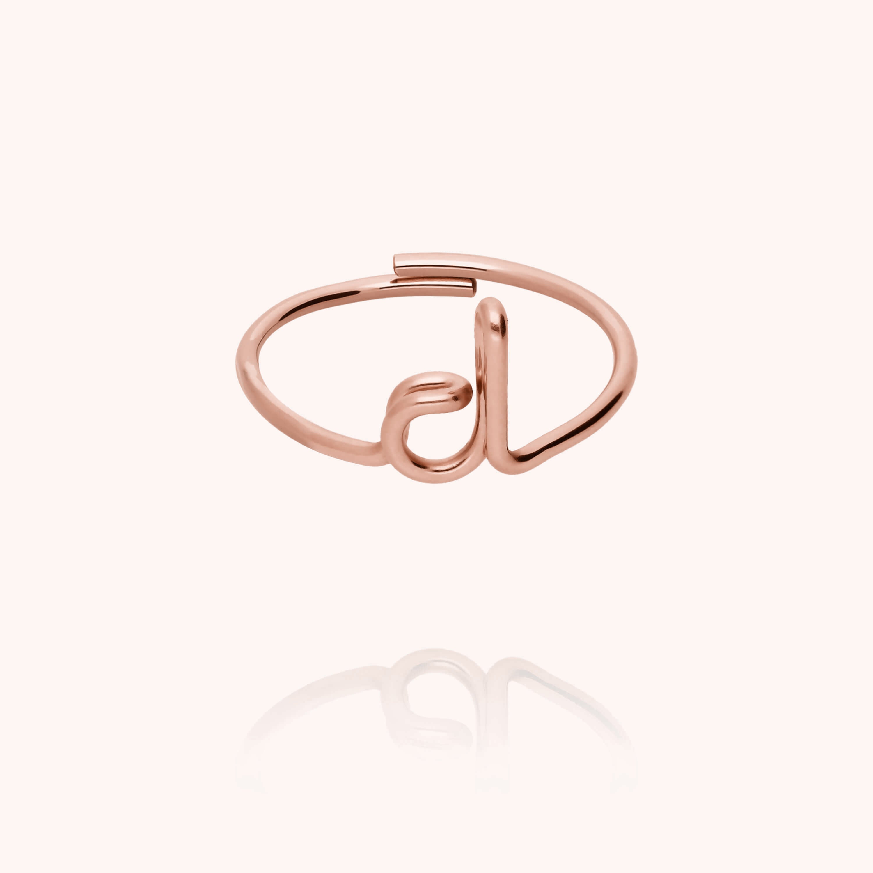Original ring with initials letter d personalisation rose gold handmade Atelier Paulin Australia