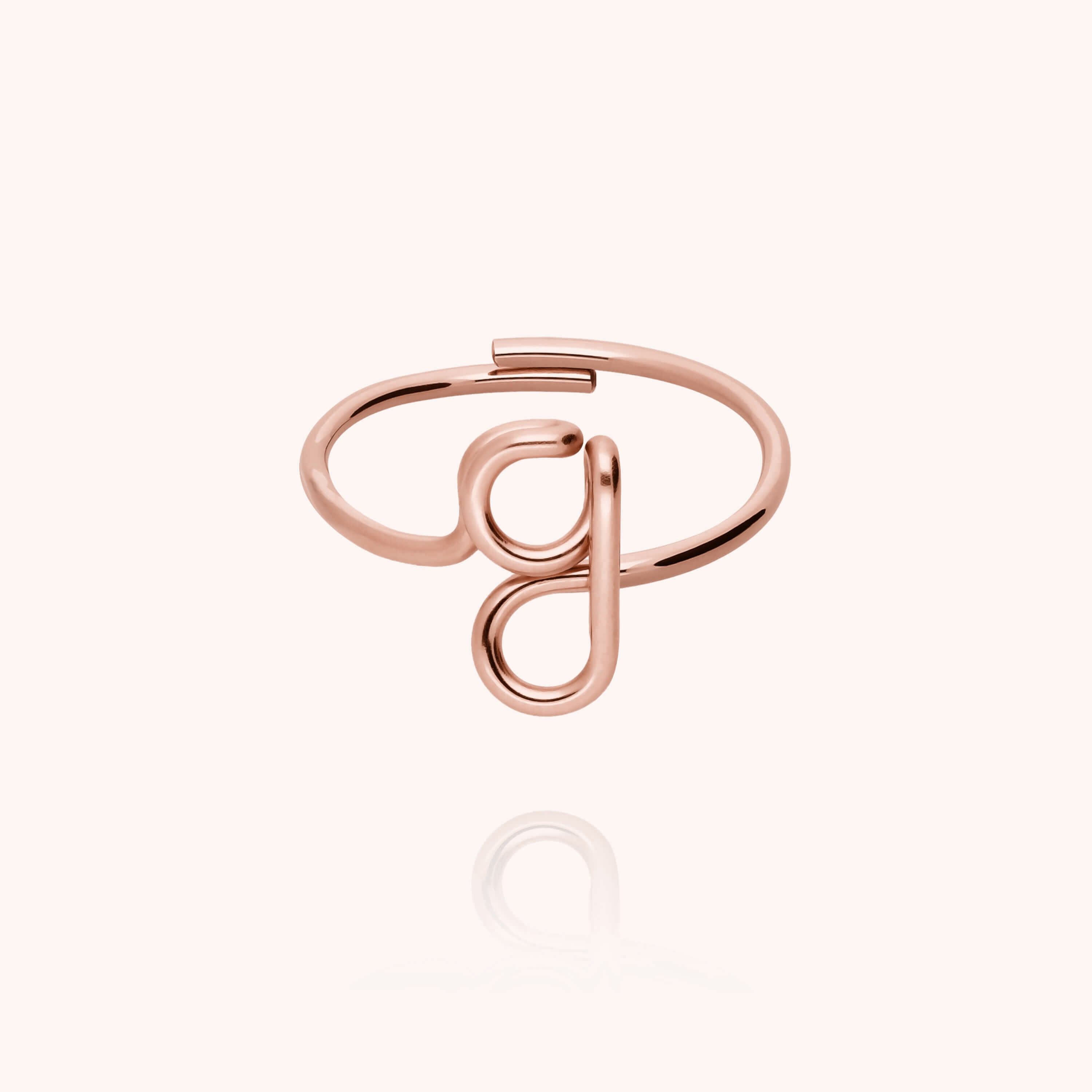 Original ring with initials letter g personalisation rose gold handmade Atelier Paulin Australia