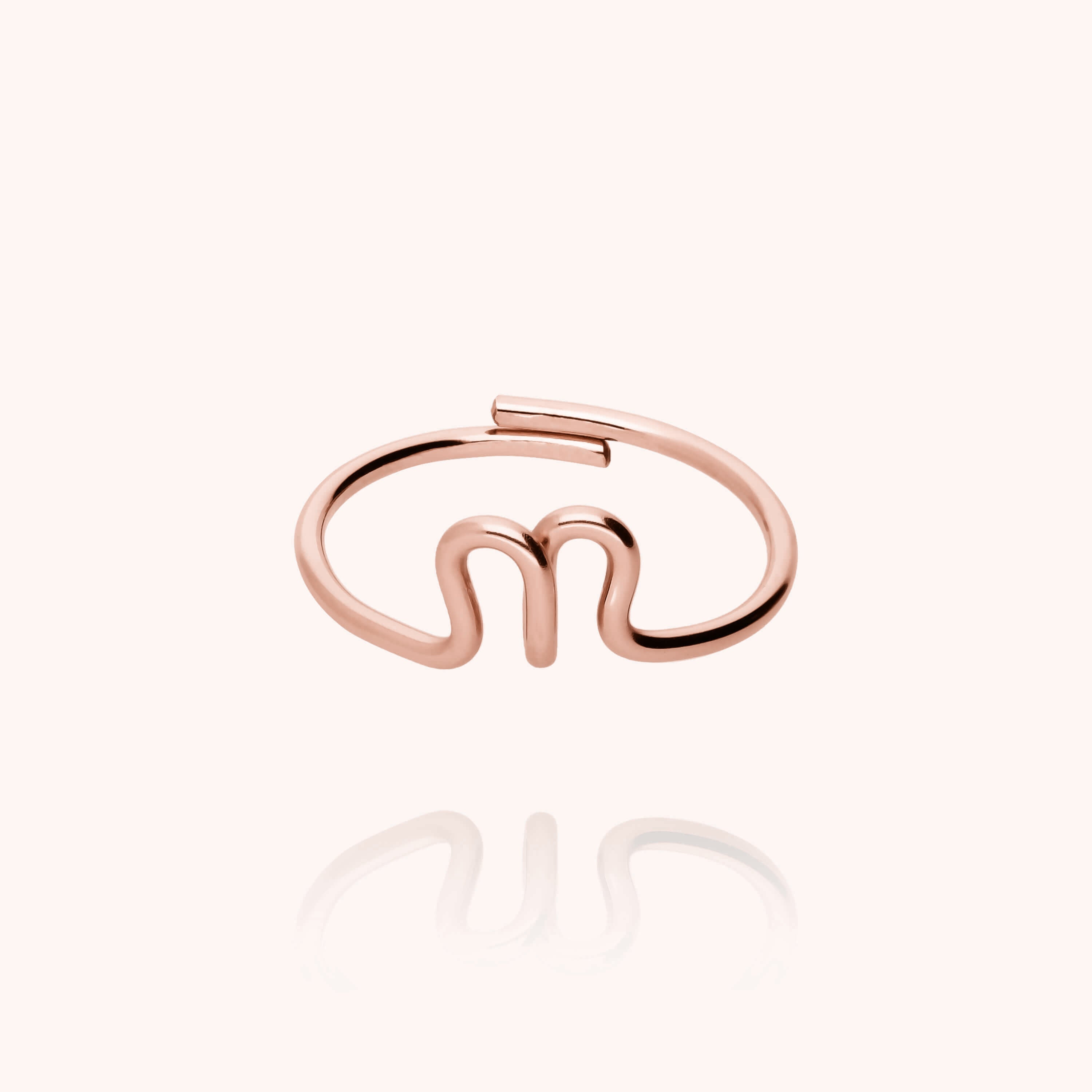 Original ring with initials letter n personalisation rose gold handmade Atelier Paulin Australia