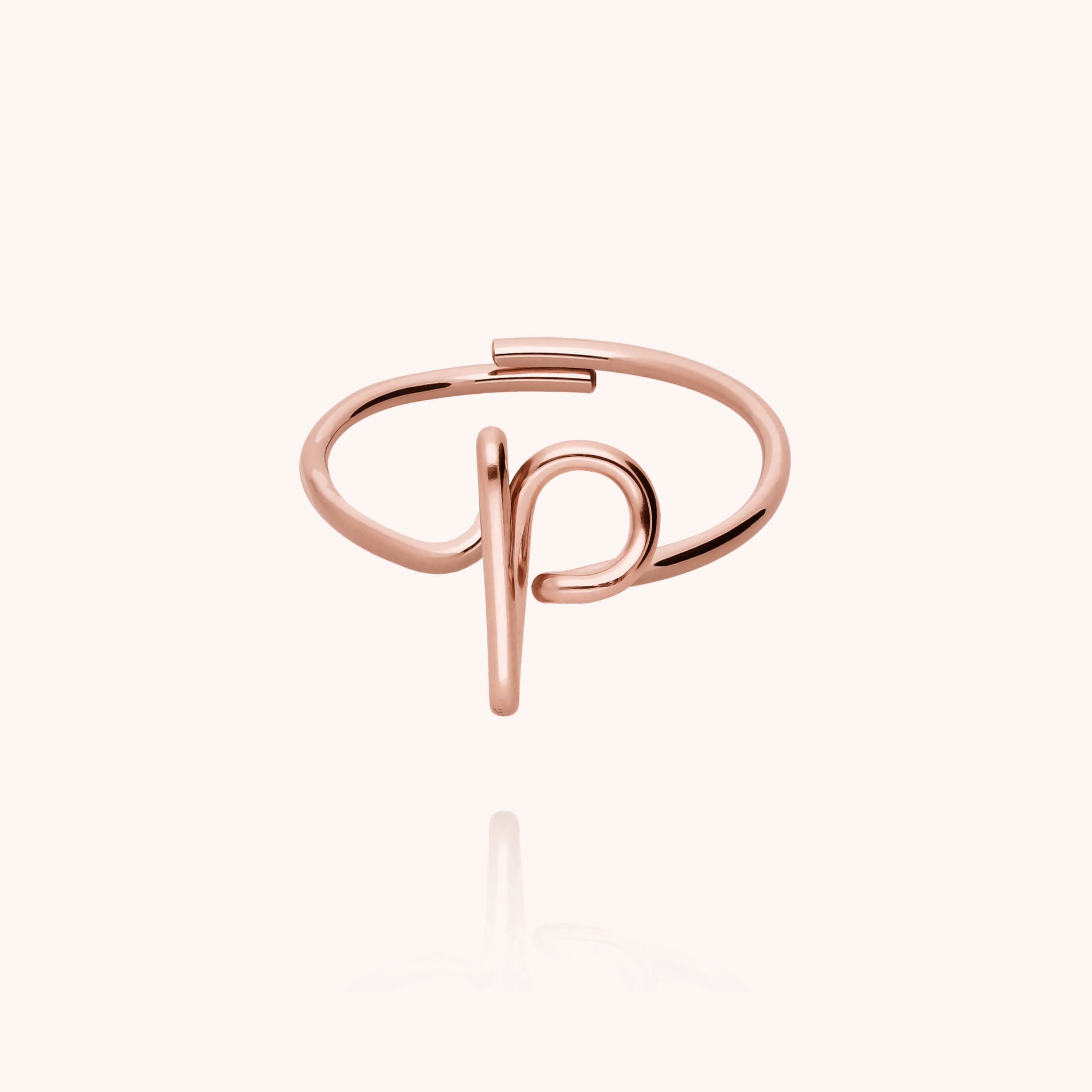 Original ring with initials letter p personalisation rose gold handmade Atelier Paulin Australia