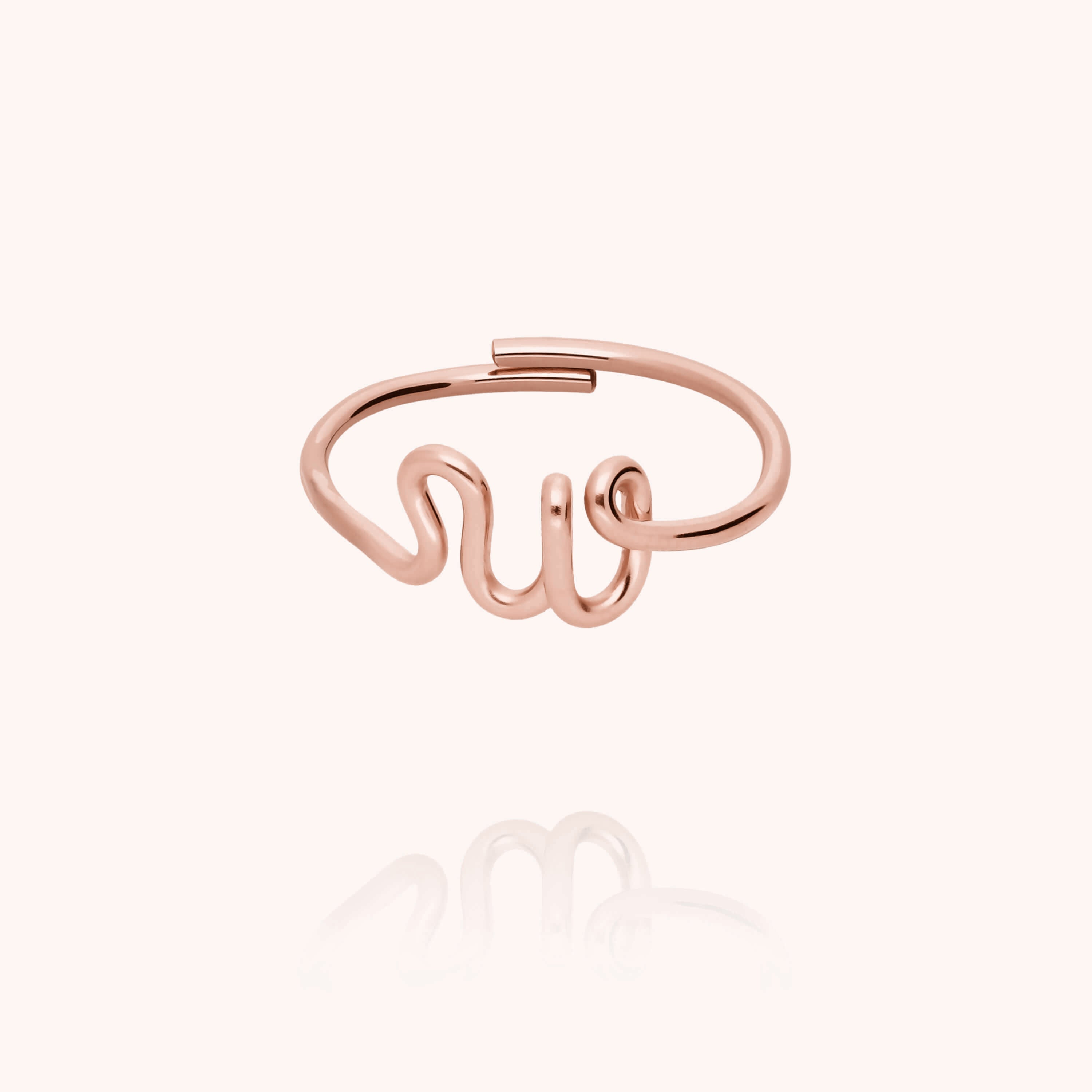 Original ring with initials letter w personalisation rose gold handmade Atelier Paulin Australia