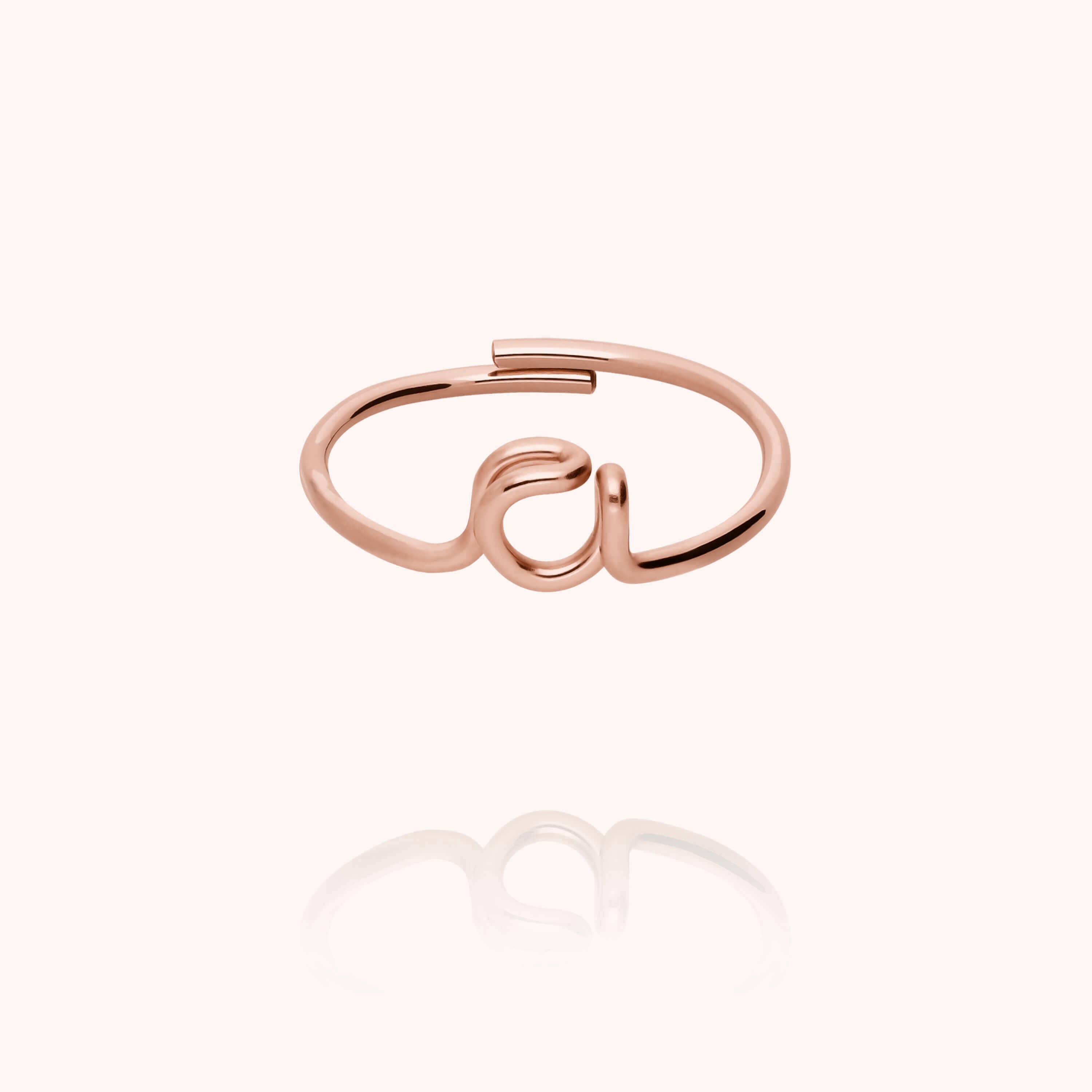 Original ring with initials letter a personalisation 14K rose gold-filled handmade Atelier Paulin Australia