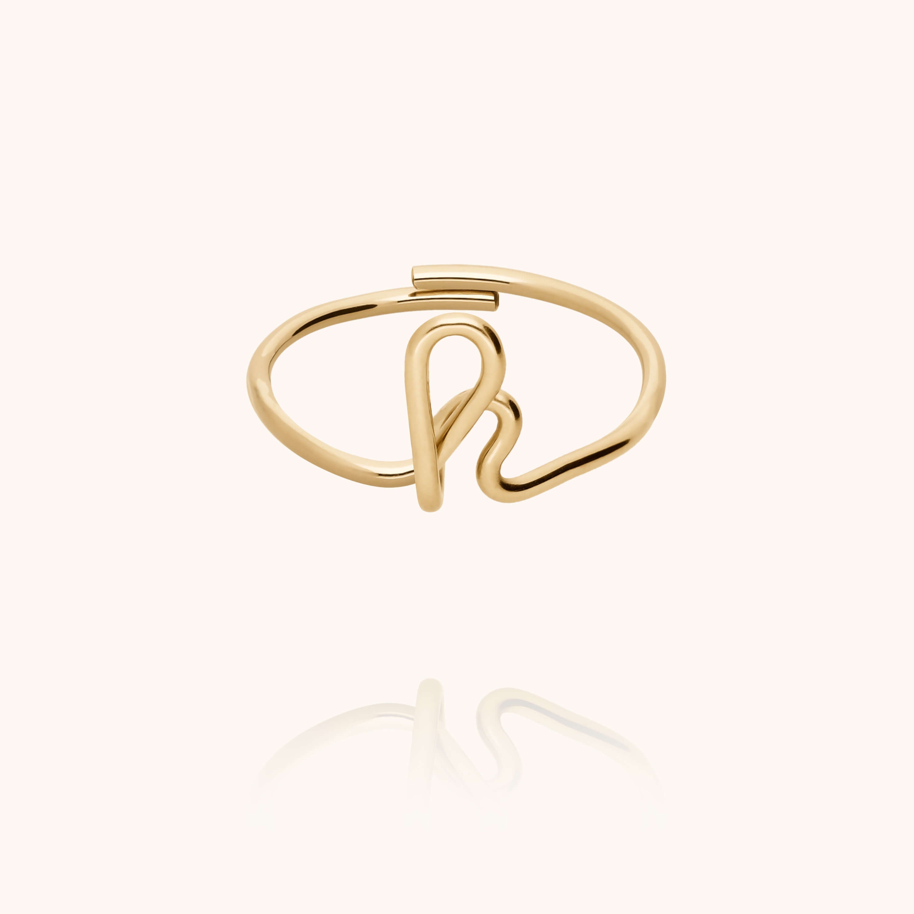 Original ring with initials letter h personalisation yellow gold handmade Atelier Paulin Australia --letter_h