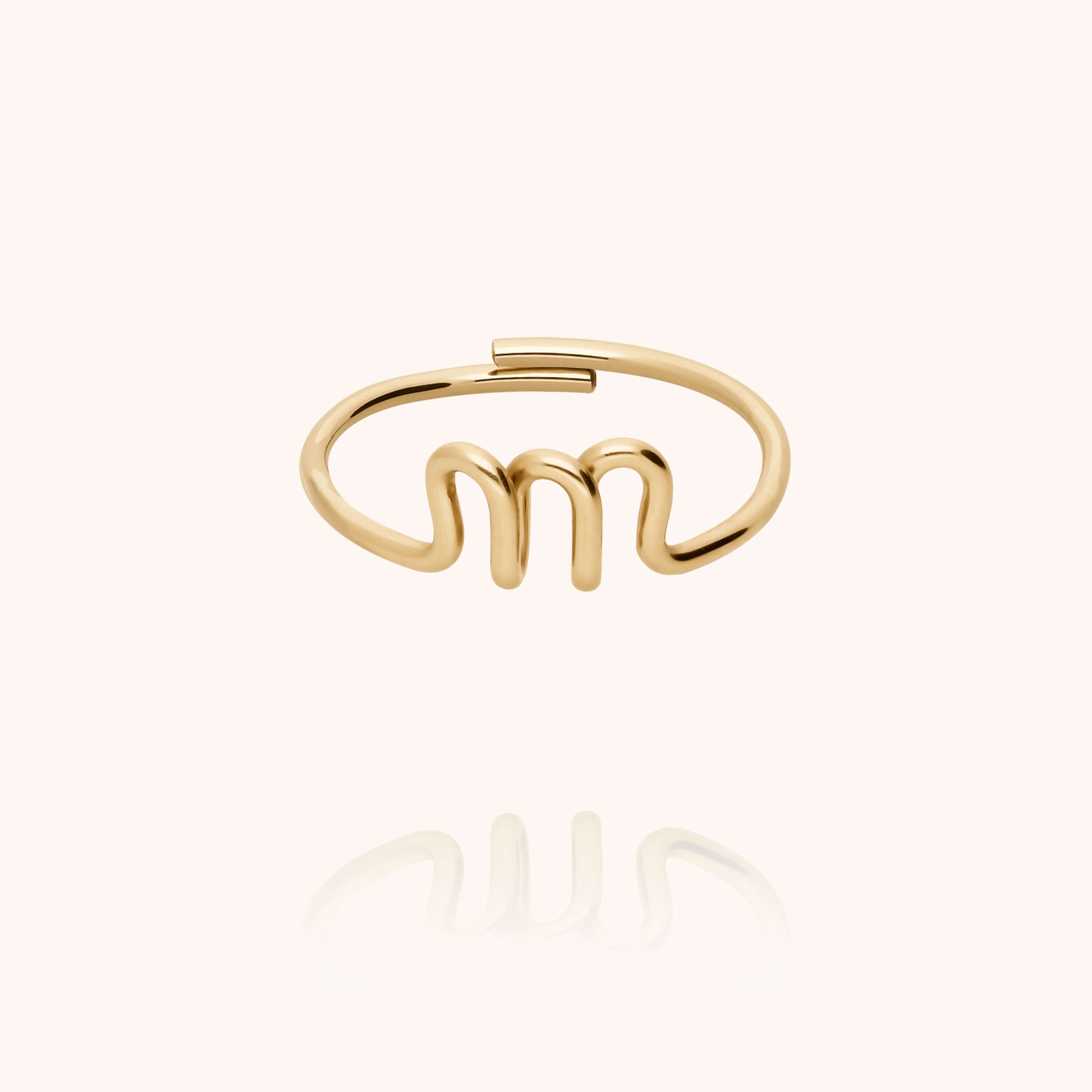 Original ring with initials letter m personalisation yellow gold handmade Atelier Paulin Australia --letter_m