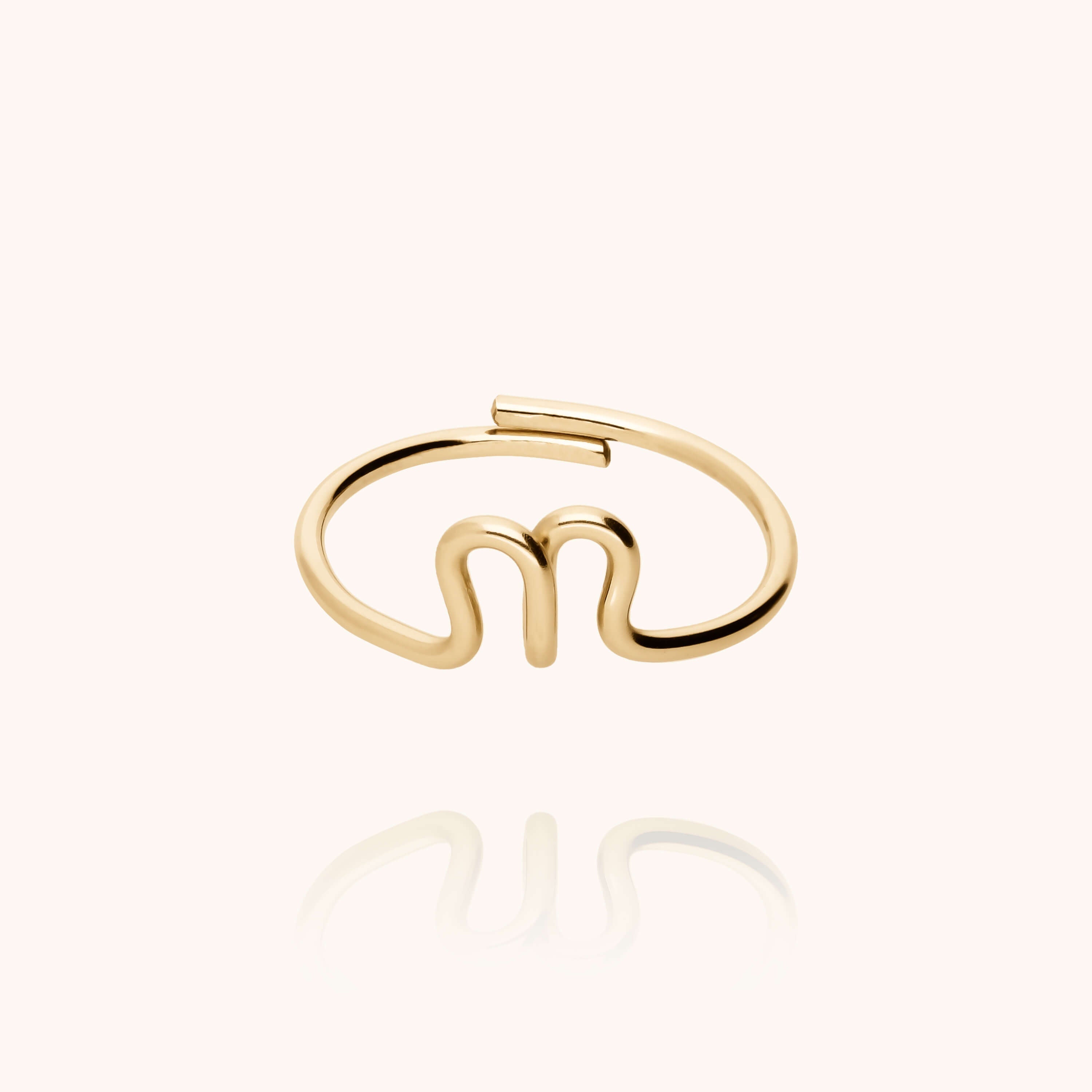 Original ring with initials letter n personalisation yellow gold handmade Atelier Paulin Australia --letter_n