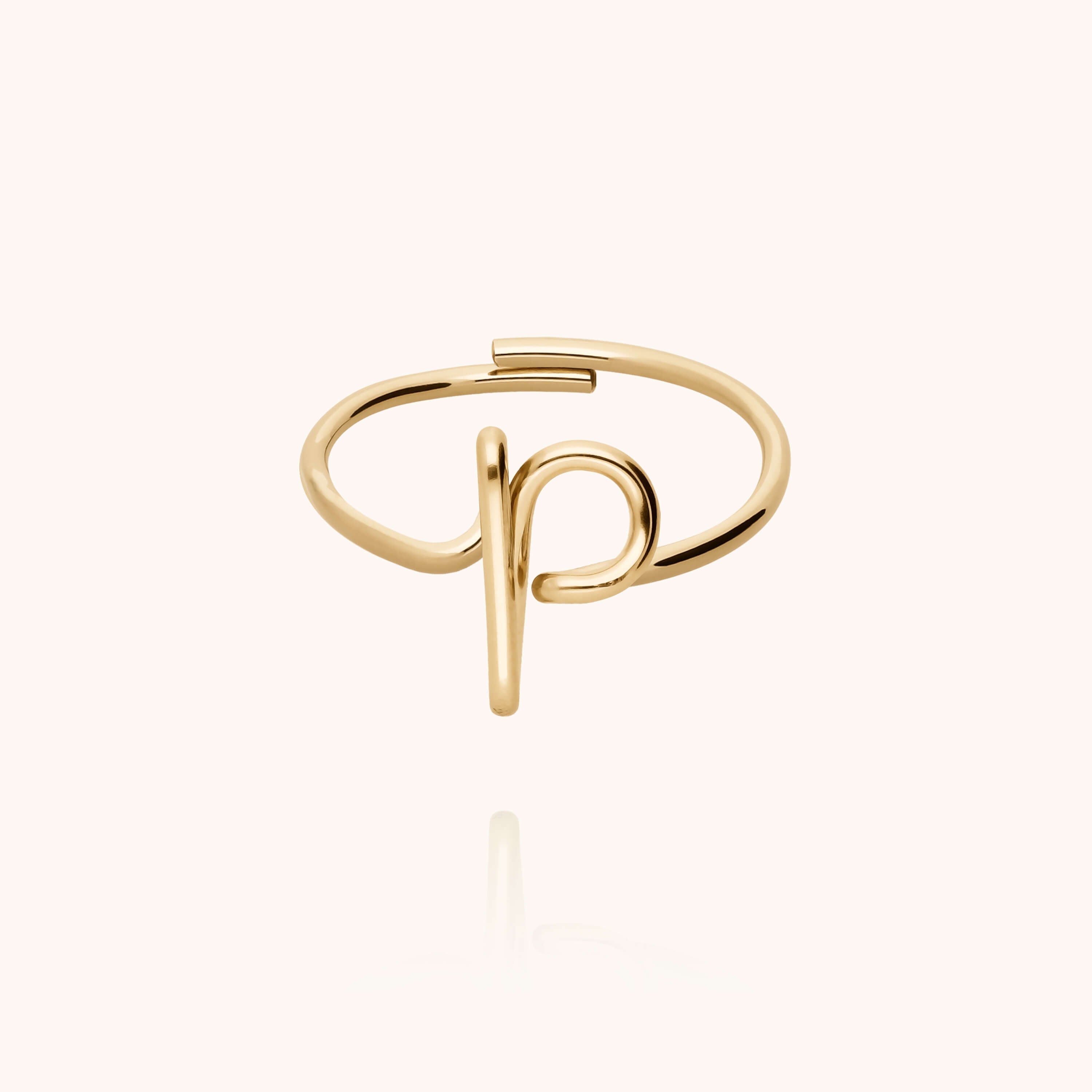 Original ring with initials letter p personalisation yellow gold handmade Atelier Paulin Australia --letter_p