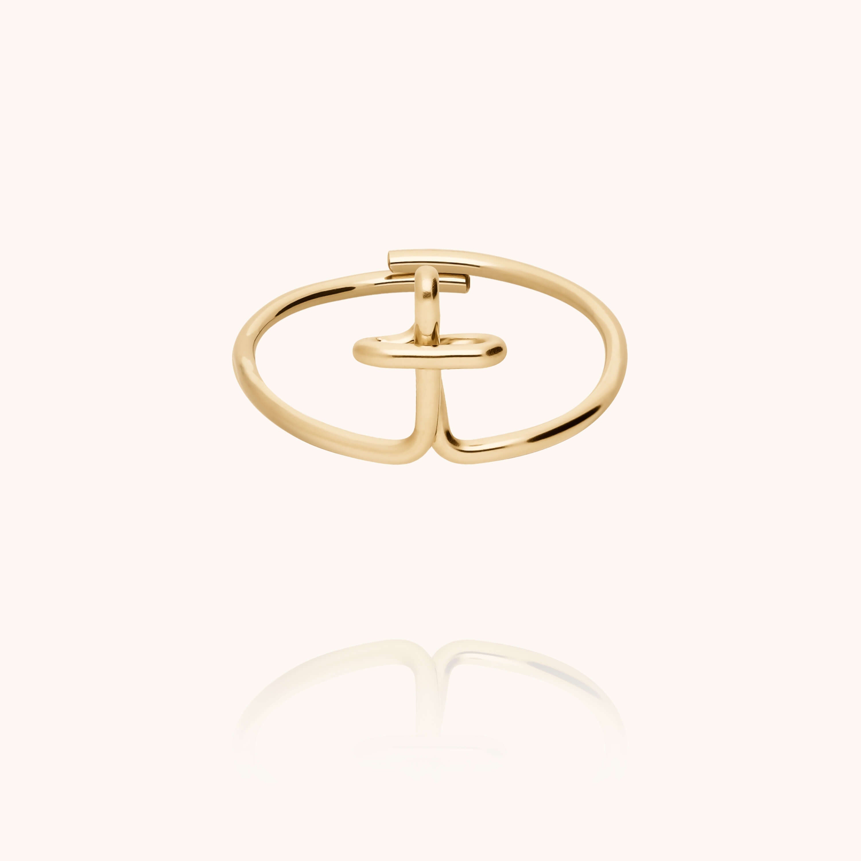 Original ring with initials letter t personalisation yellow gold handmade Atelier Paulin Australia --letter_t