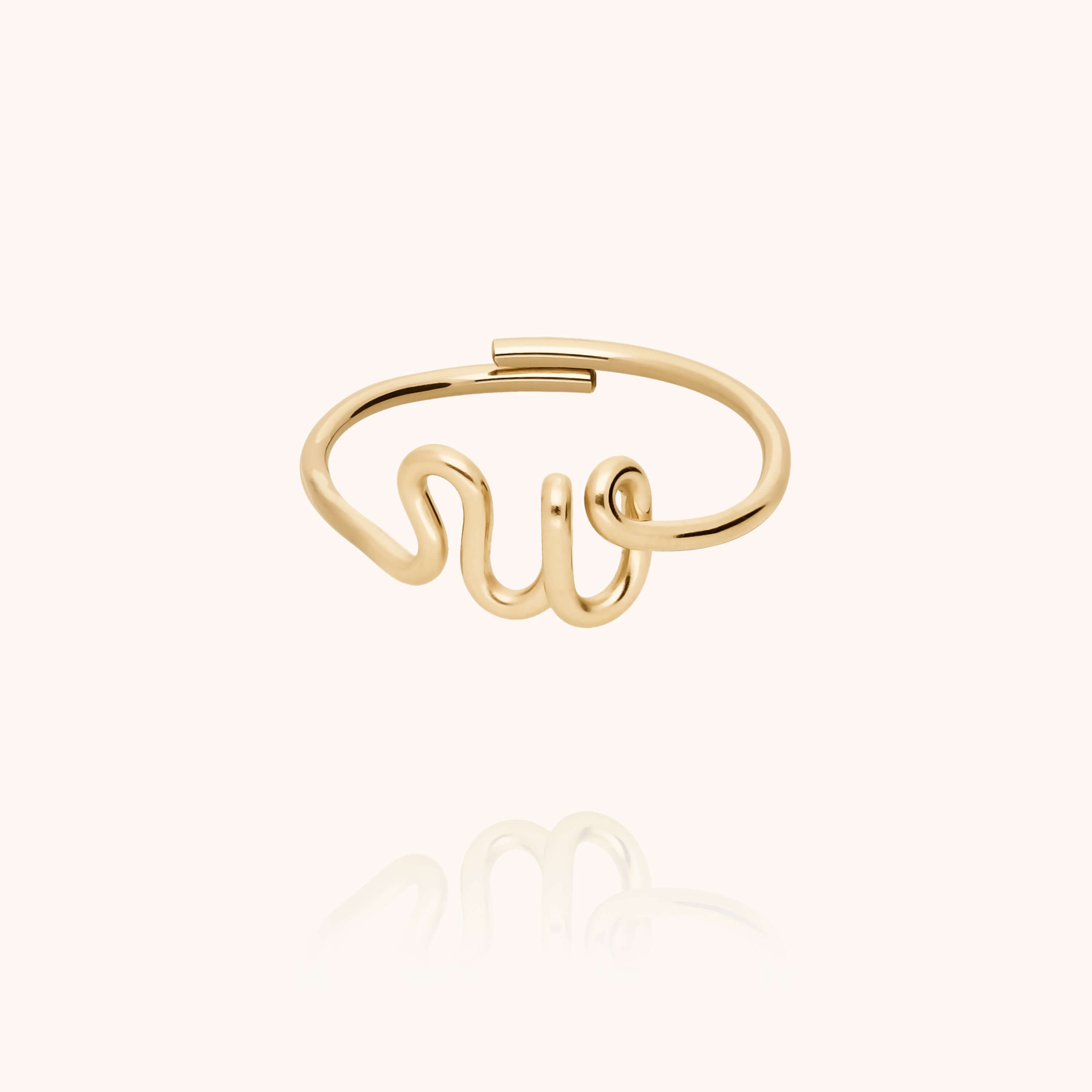 Original ring with initials letter w personalisation yellow gold handmade Atelier Paulin Australia --letter_w