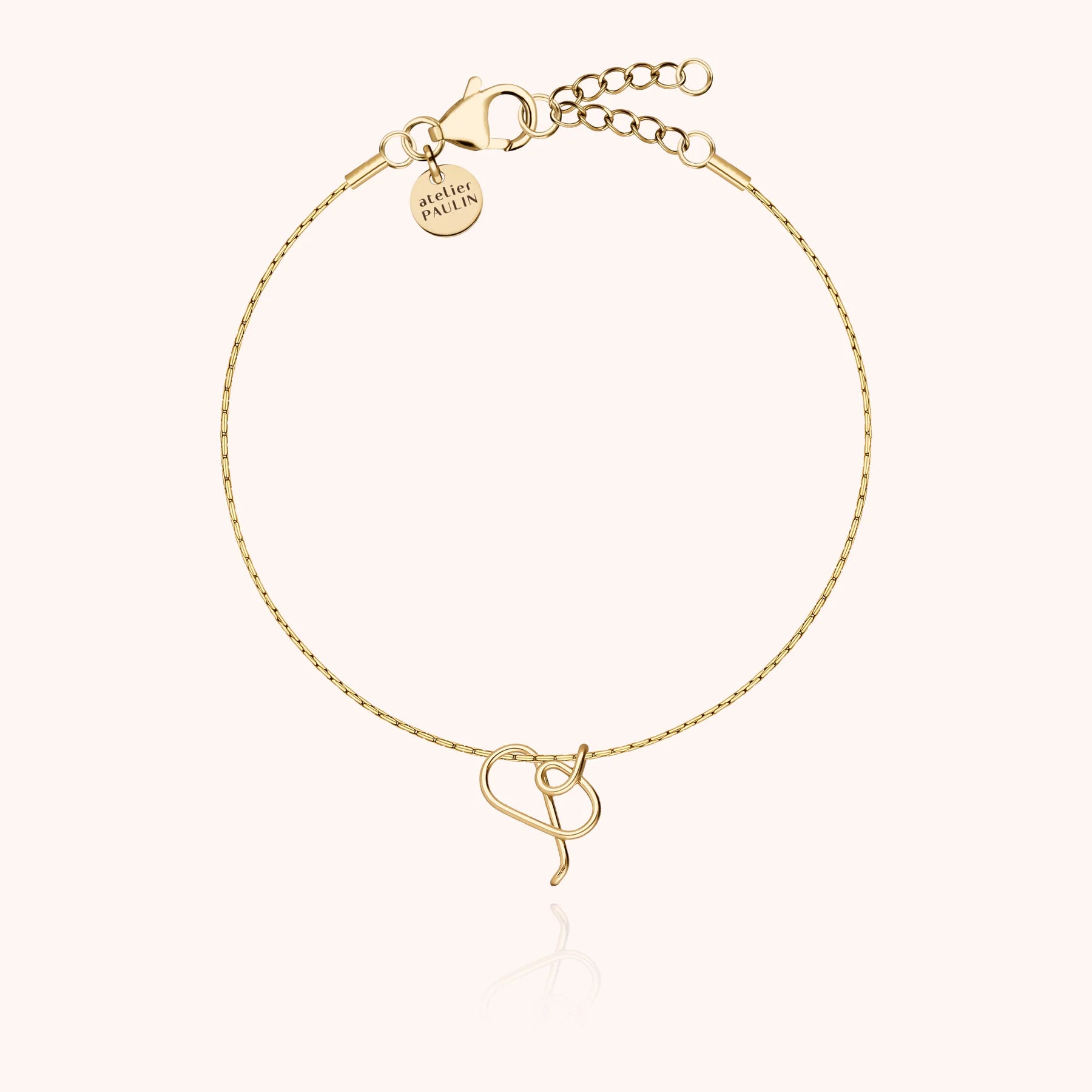 personalised initial chain bracelet letter B delicate gold jewellery handmade Atelier Paulin Australia --letter_b