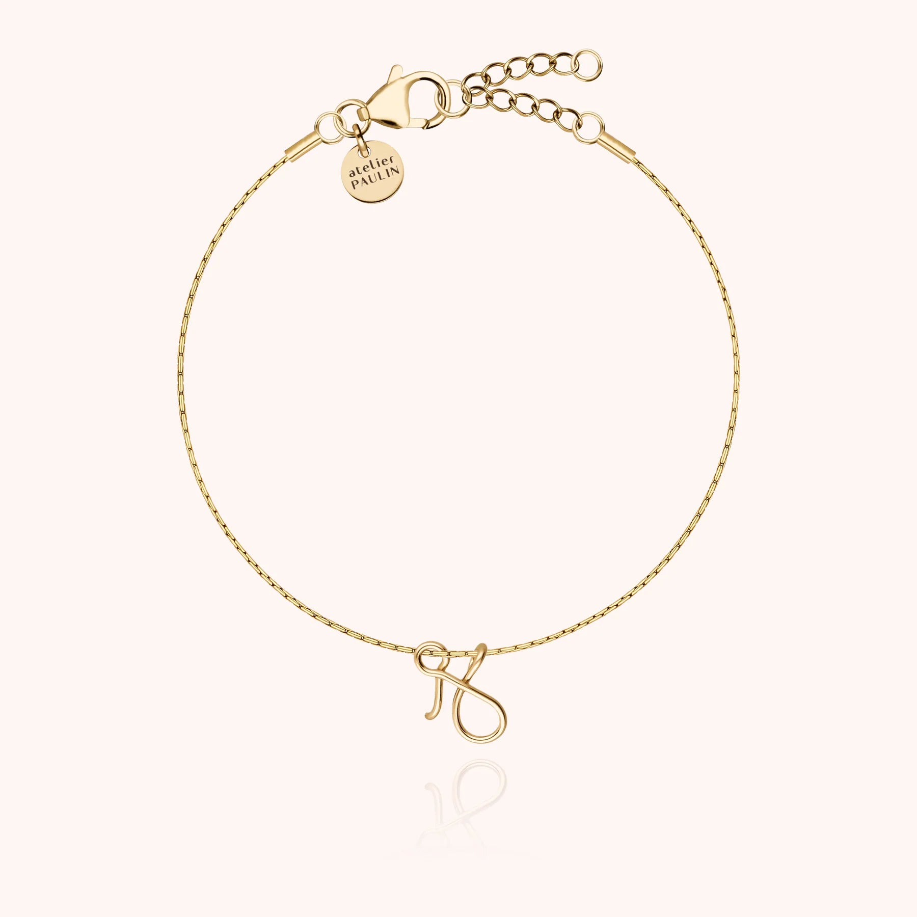 personalised initial chain bracelet letter J 14k gold filled handmade Atelier Paulin Australia --letter_j