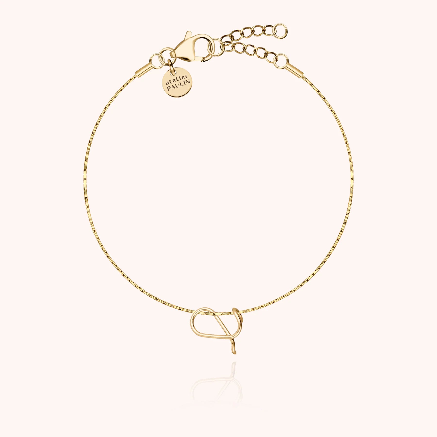 personalised initial chain bracelet letter L 14k gold filled handmade Atelier Paulin Australia --letter_l