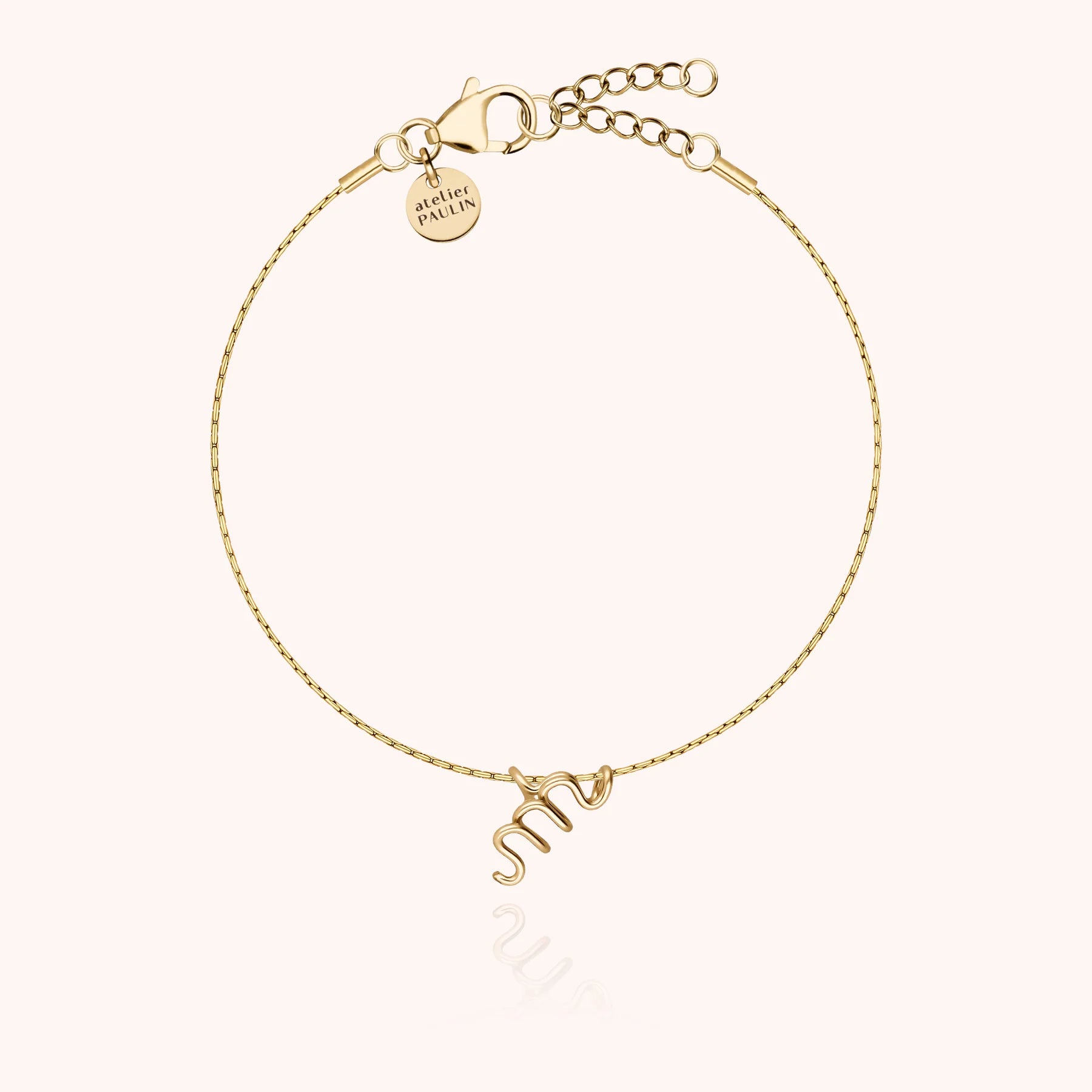 personalised initial chain bracelet letter M 14k gold filled handmade Atelier Paulin Australia --letter_m
