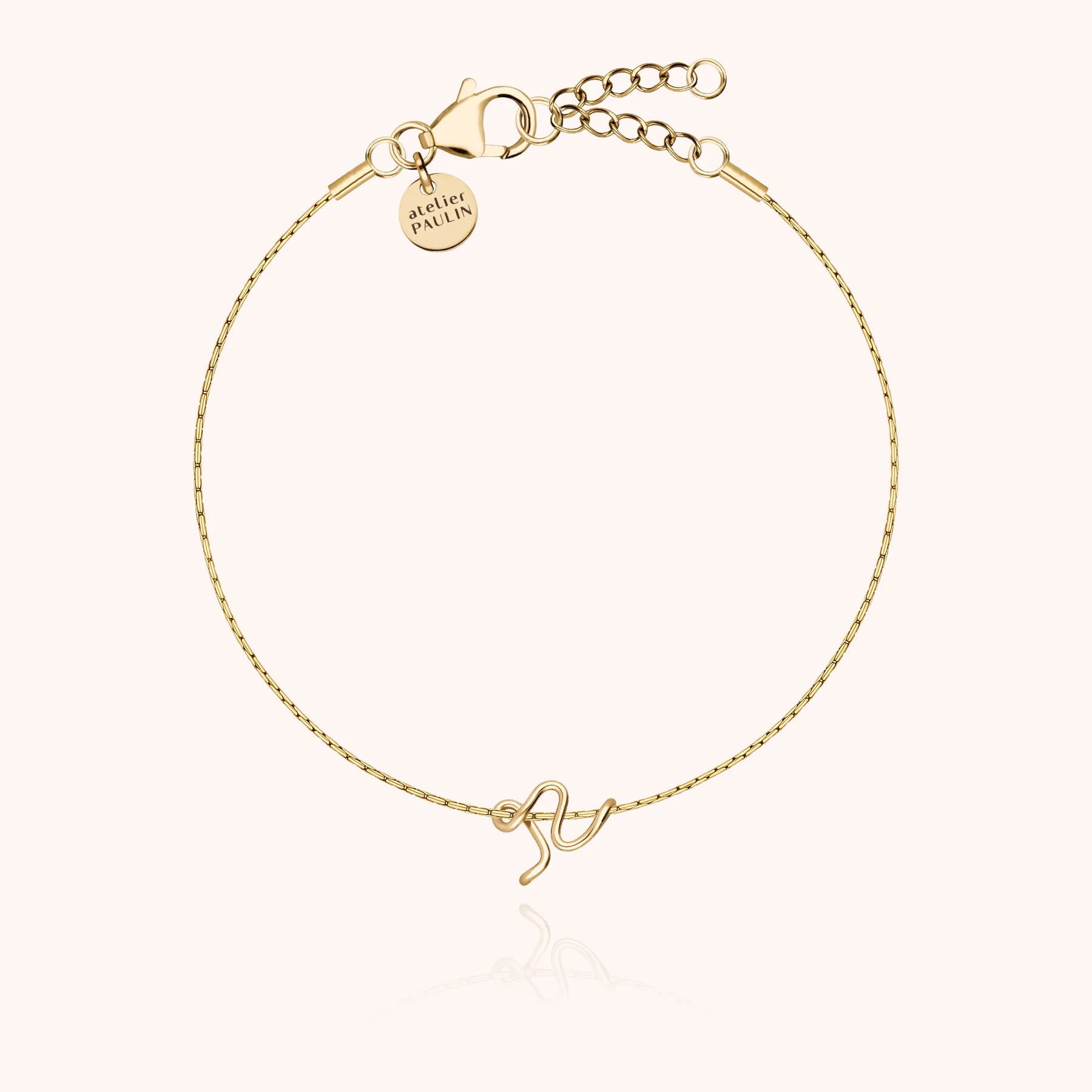 personalised initial chain bracelet letter R 14k gold filled handmade Atelier Paulin Australia --letter_r