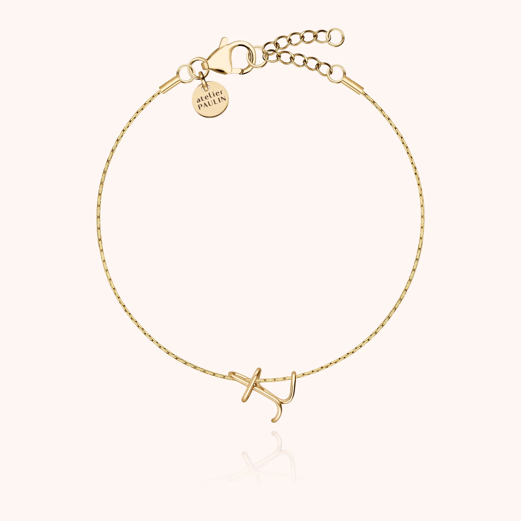 personalised initial chain bracelet letter T 14k gold filled handmade Atelier Paulin Australia --letter_t