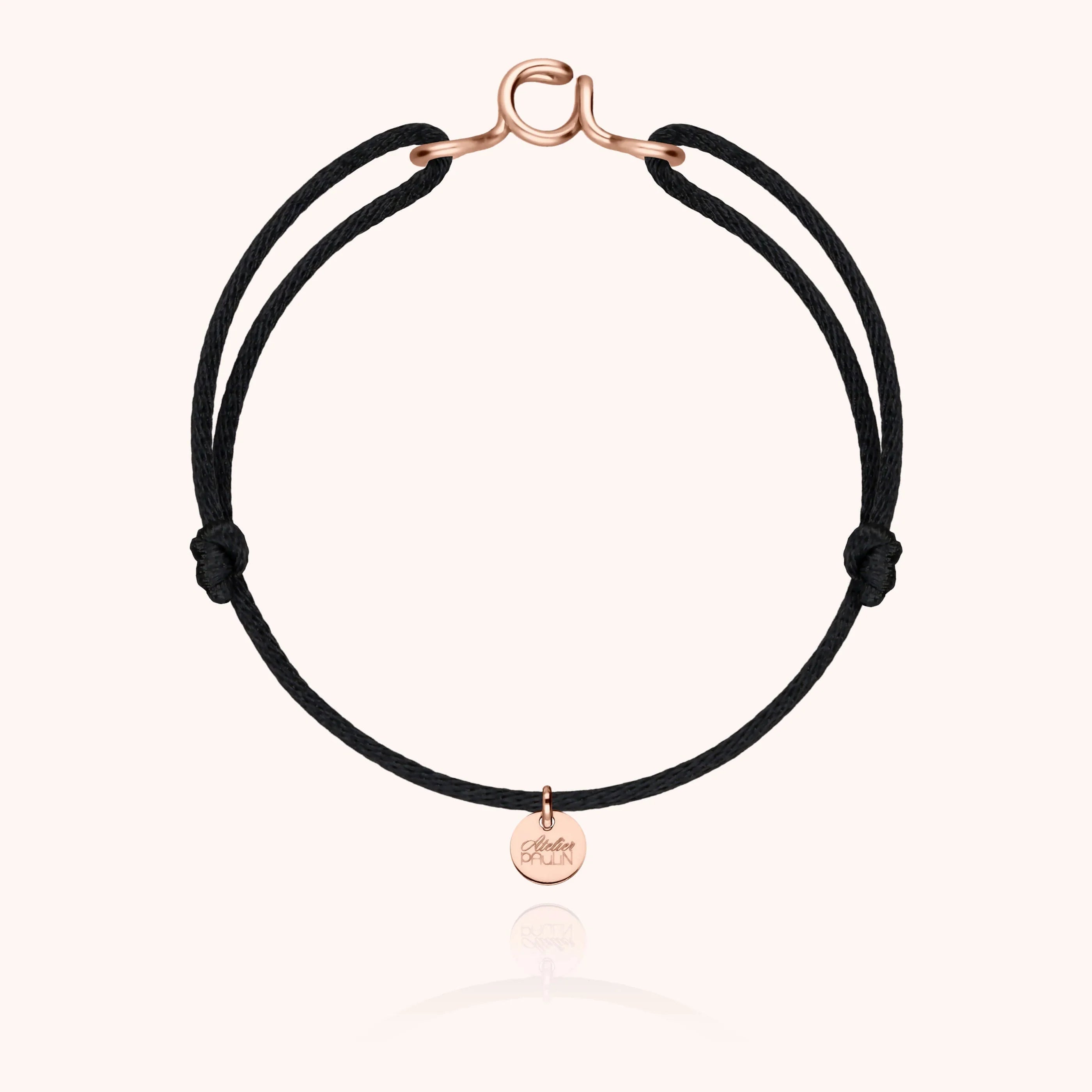 silk cord bracelet personalised letter initial atelier paulin --colour_black