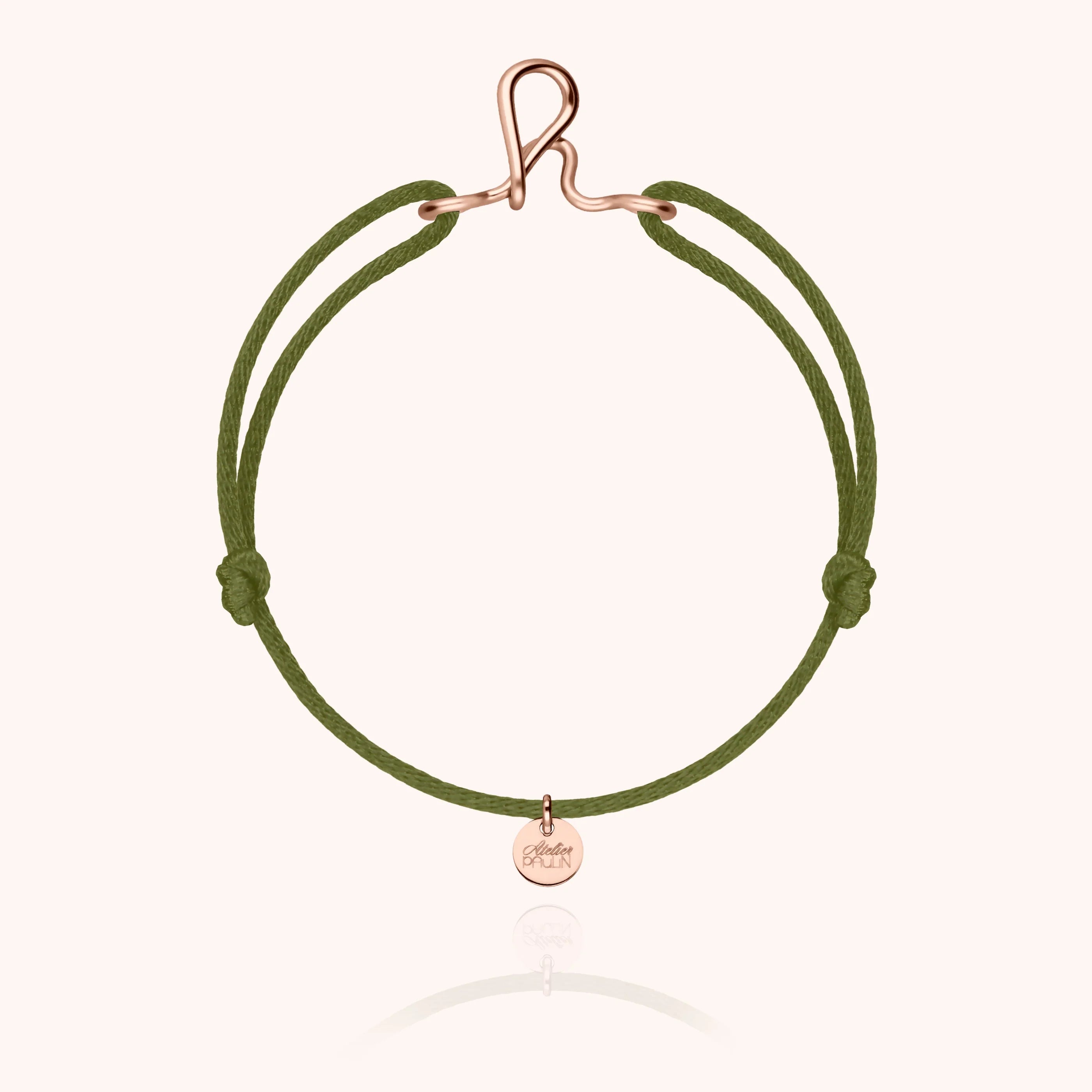 silk cord bracelet personalised letter initial atelier paulin --colour_olive