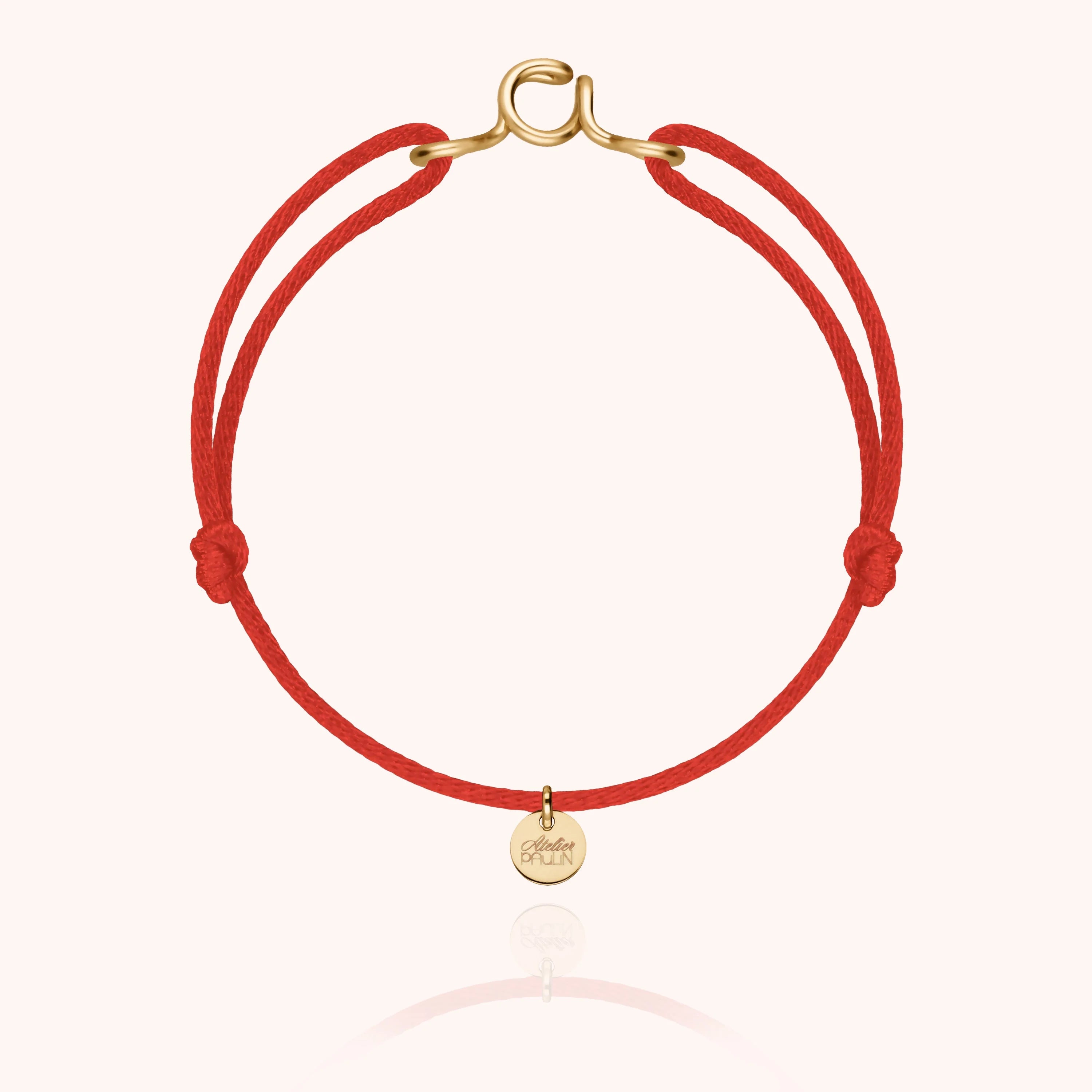 silk cord bracelet personalised letter initial yellow gold filled atelier paulin --colour_red