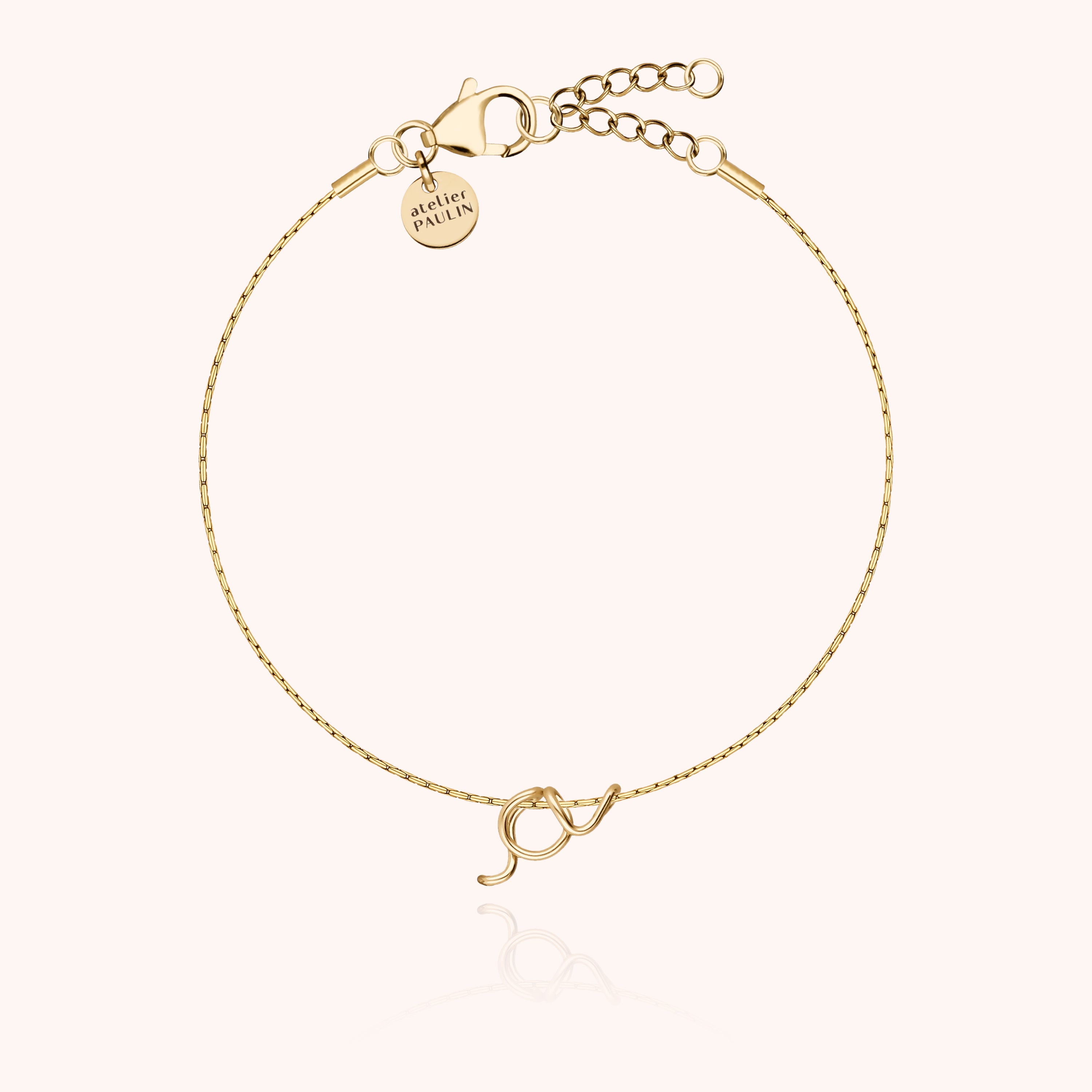 personalised initial chain bracelet letter A 14k gold filled handmade Atelier Paulin Australia