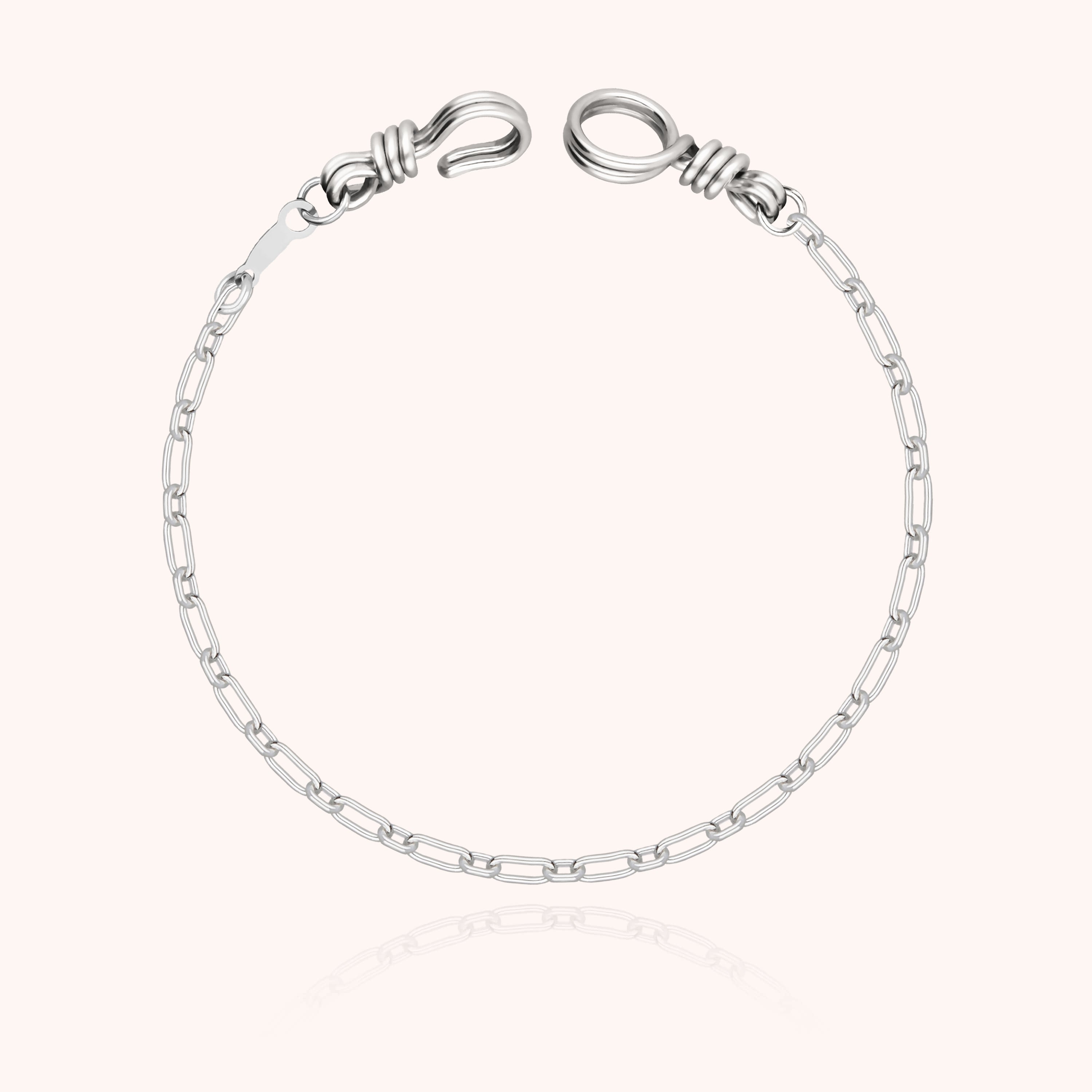 Bracelet Chaîne Rectangle Attache moi — finition artisanale du bijou, silver 925