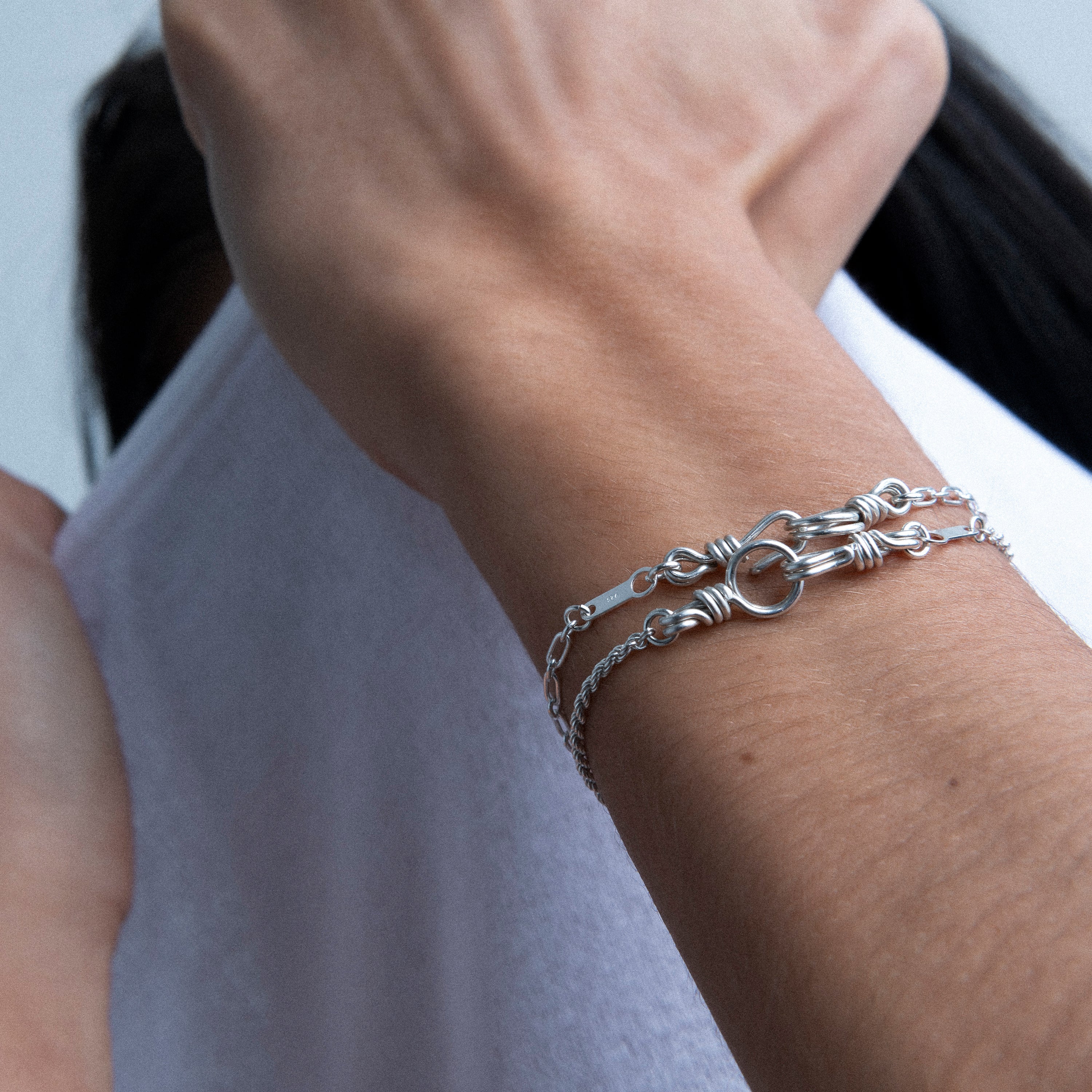 Bracelet Chaîne Rope Attache moi porté au poignet — silver 925 livraison soigneuse garantie