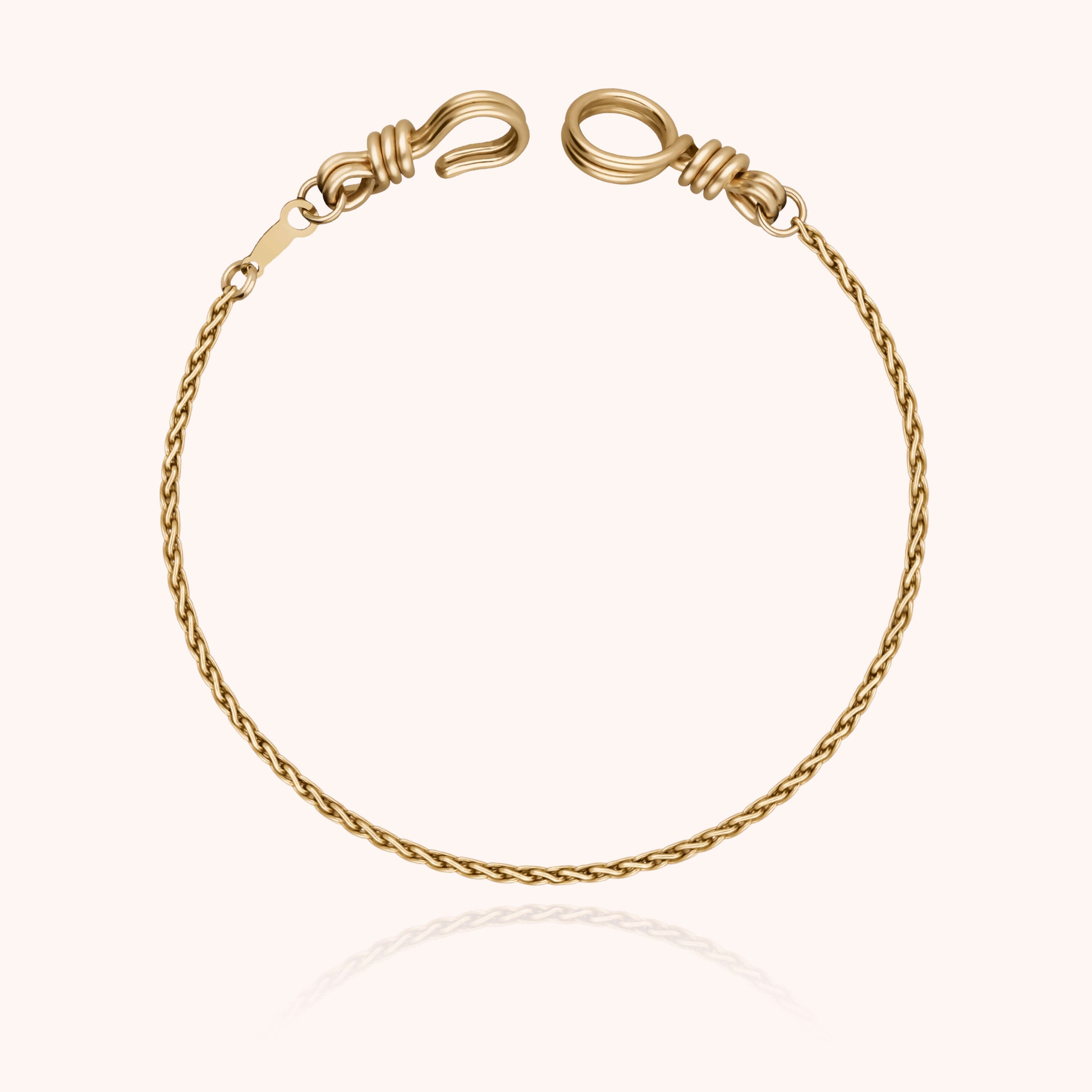 Bracelet Chaîne Rope Attache moi — détail façonnage à la main, 14K yellow gold-filled