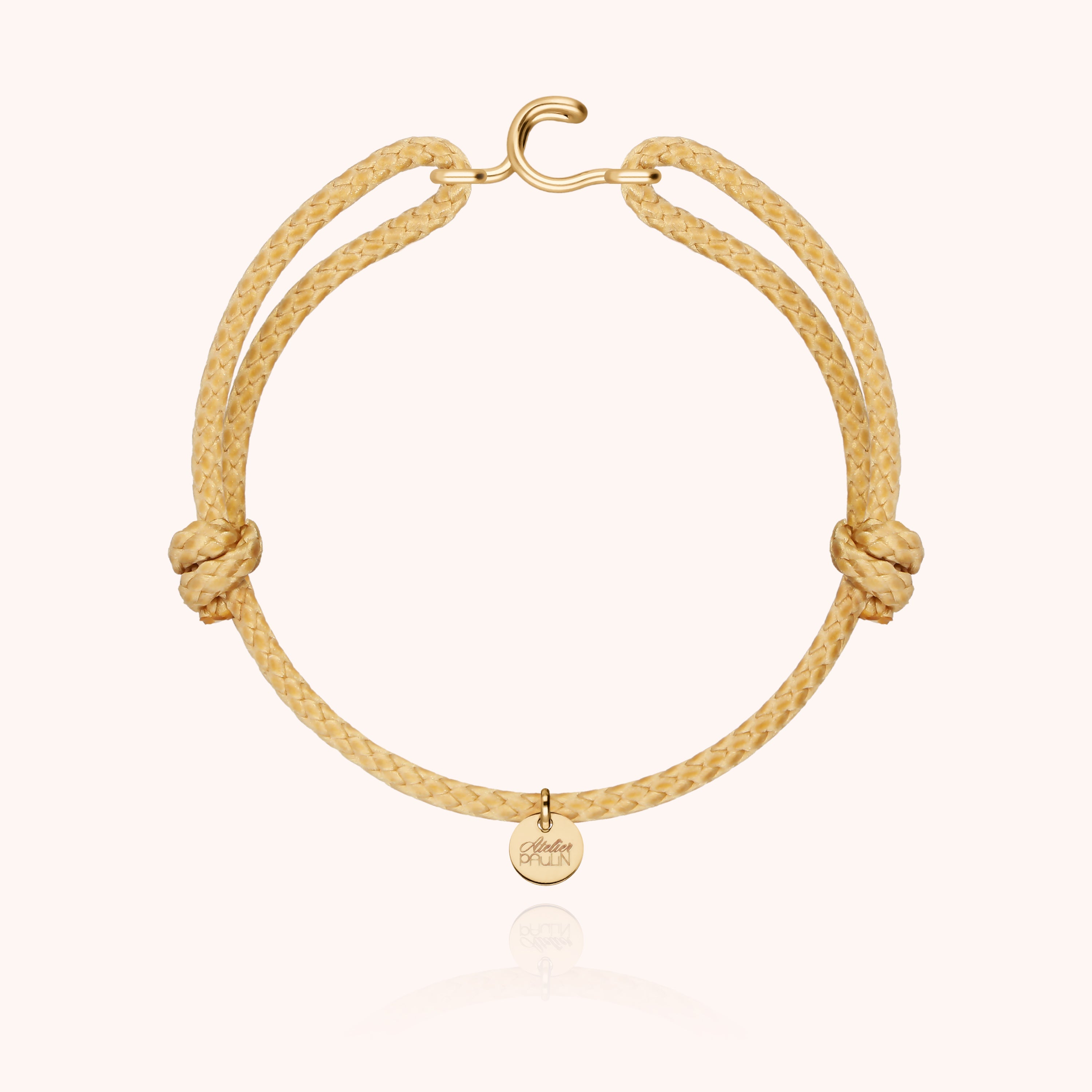Initial Cord Bracelet for Him - 14k yellow gold-filled