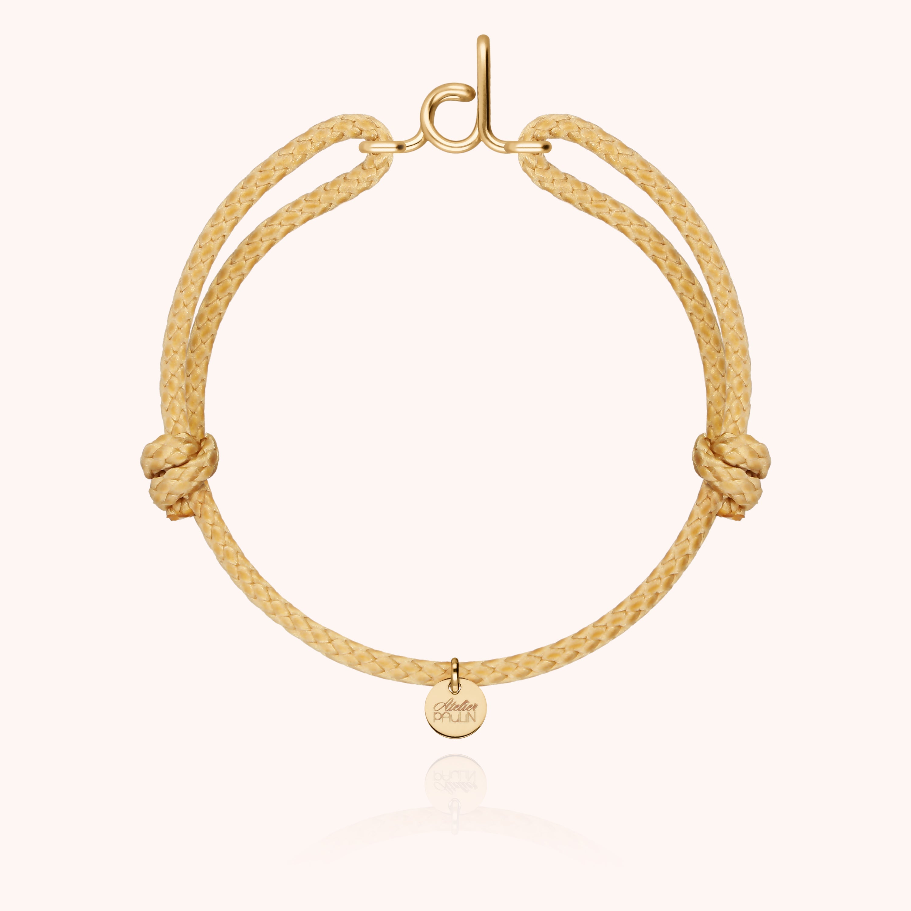 Initial Cord Bracelet for Him - 14k yellow gold-filled