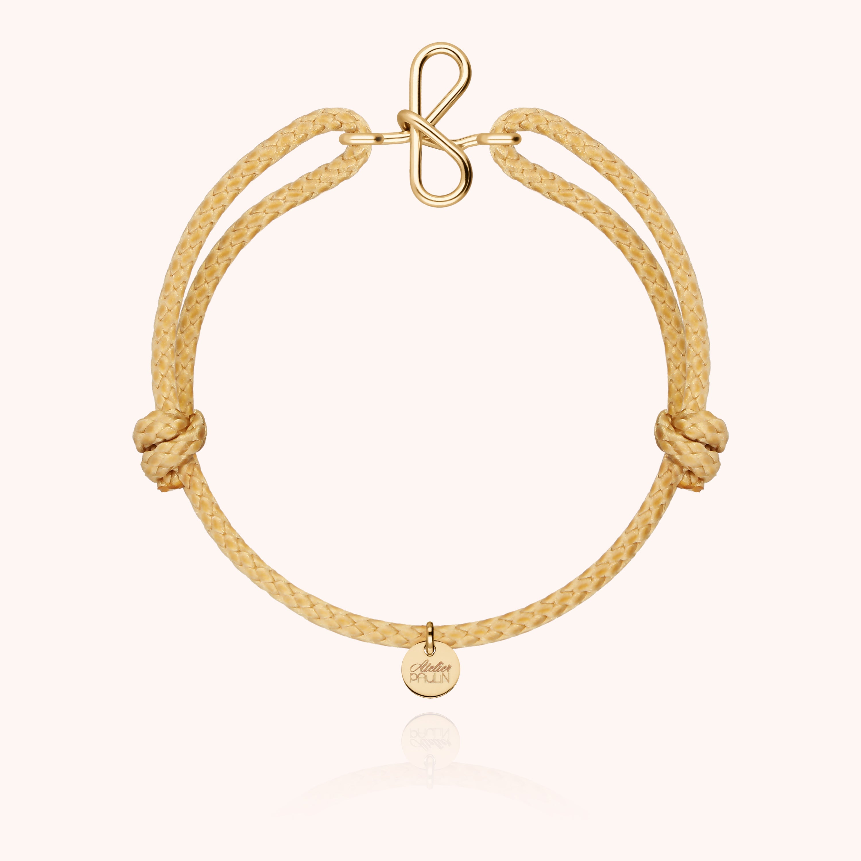 Initial Cord Bracelet for Him - 14k yellow gold-filled