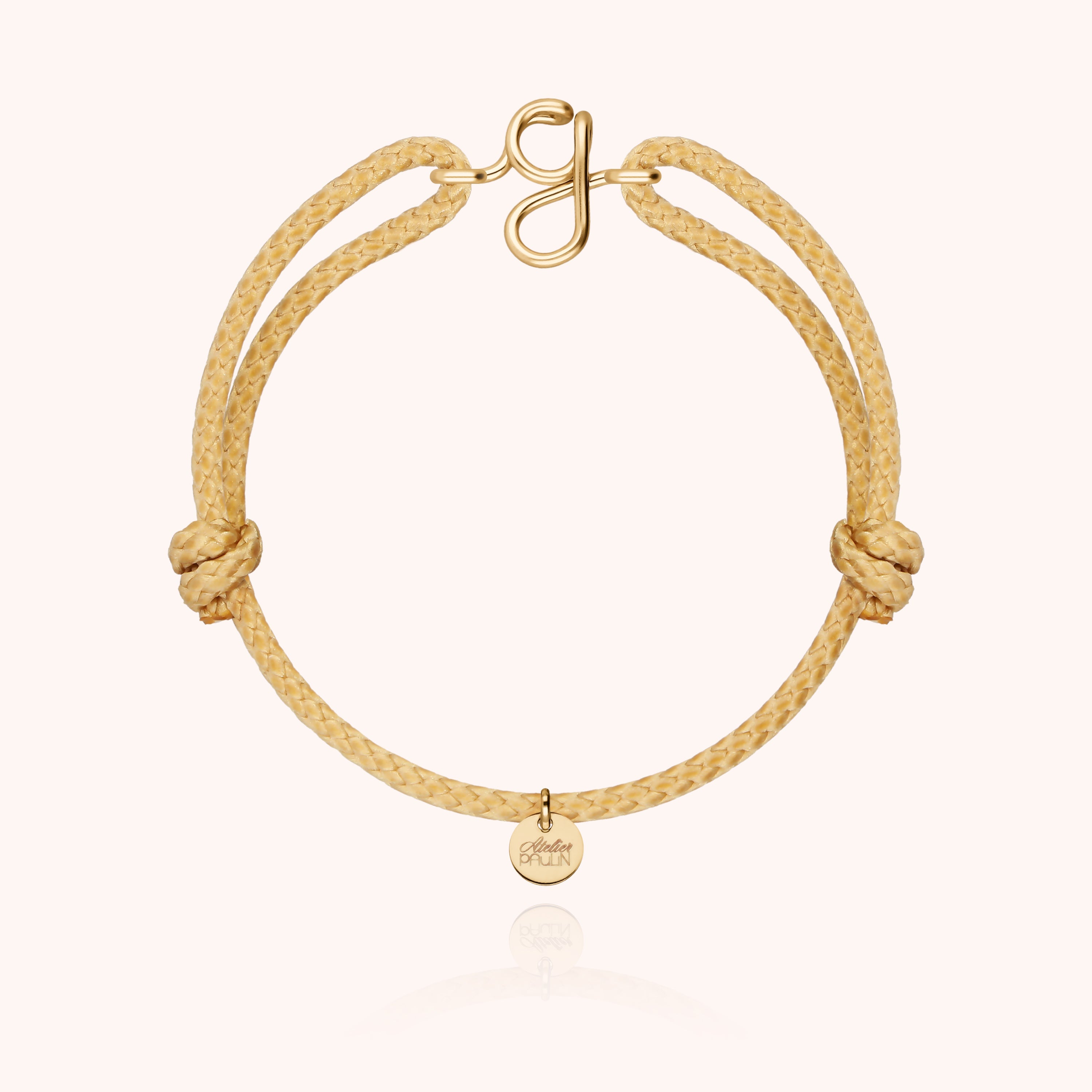 Initial Cord Bracelet for Him - 14k yellow gold-filled