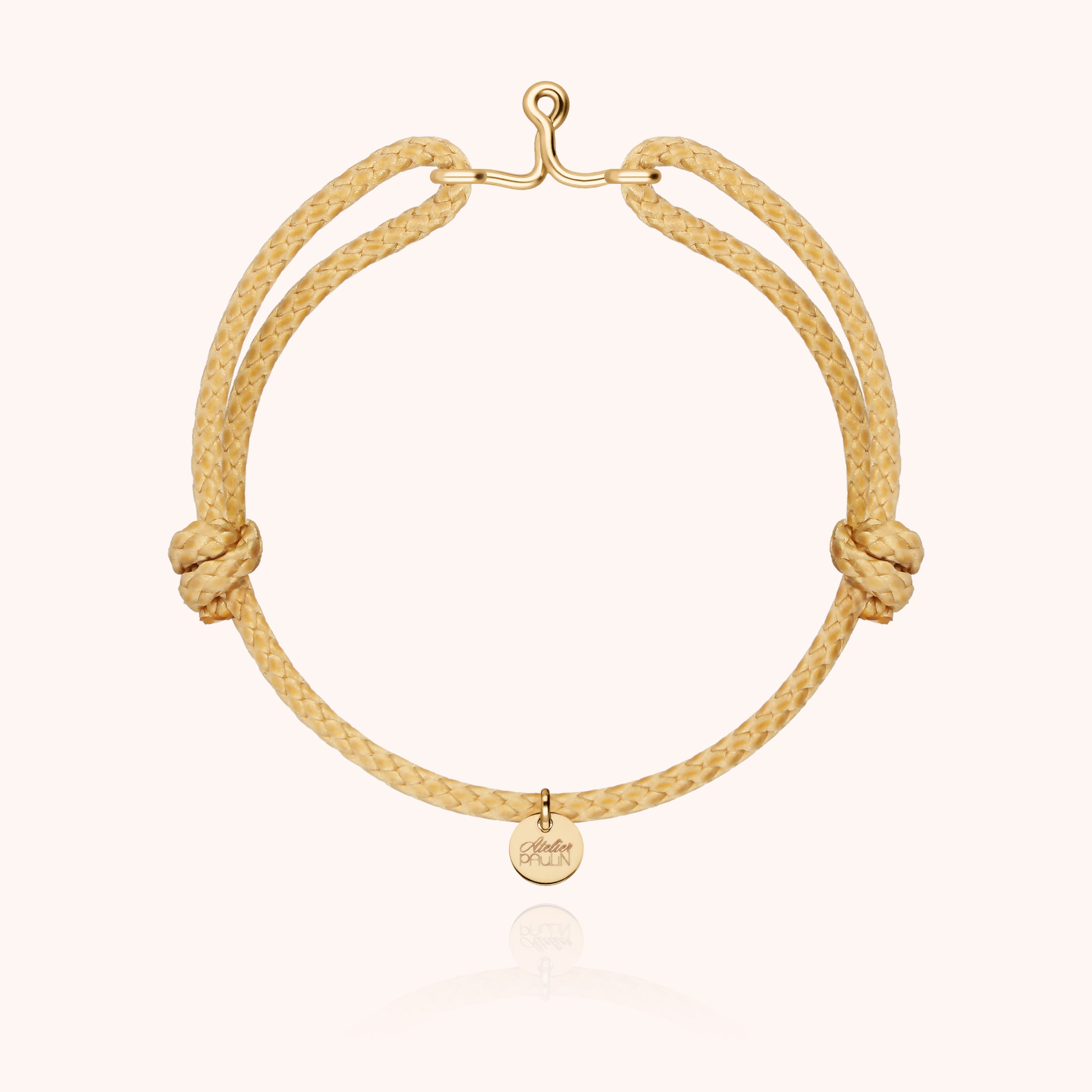 Initial Cord Bracelet for Him - 14k yellow gold-filled