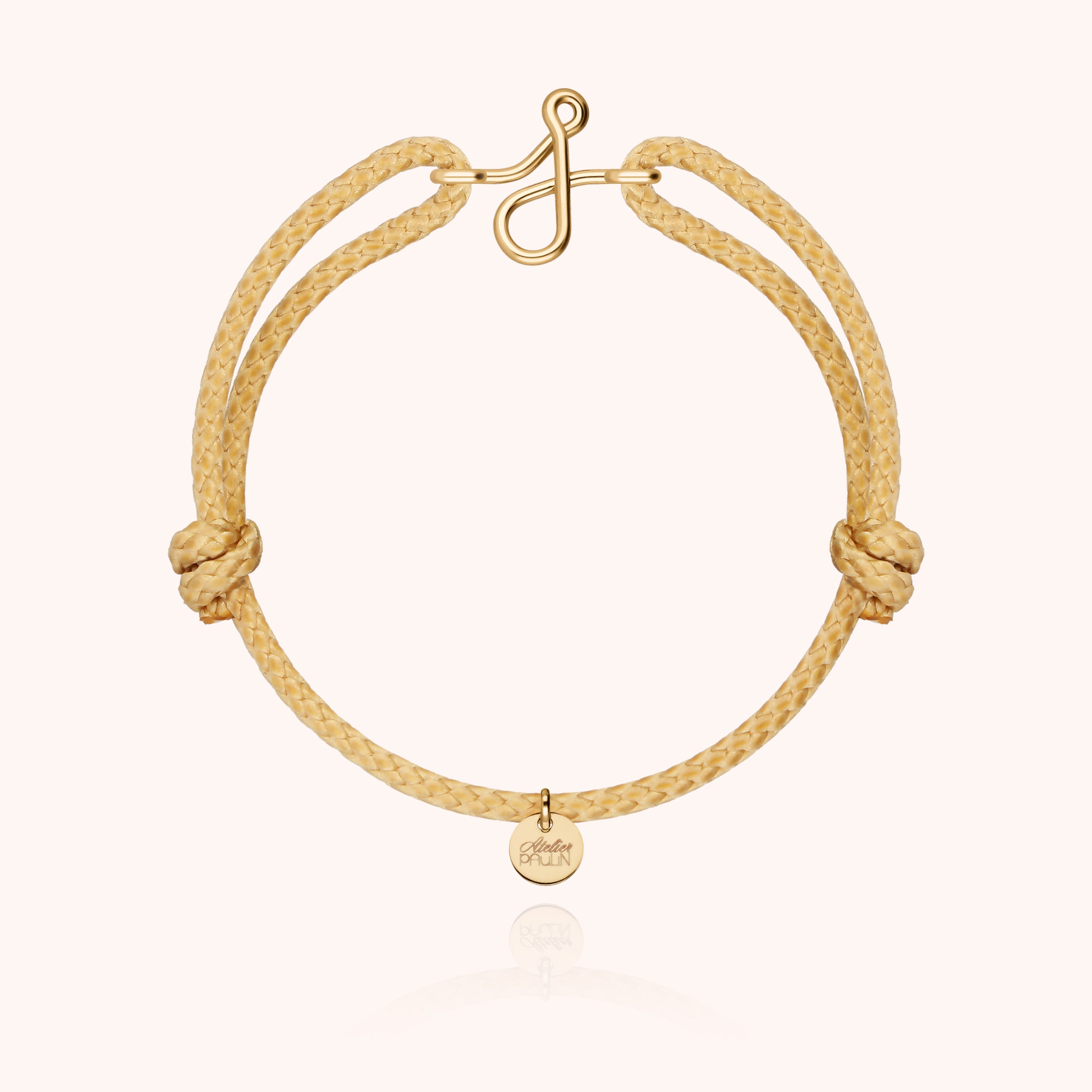 Initial Cord Bracelet for Him - 14k yellow gold-filled