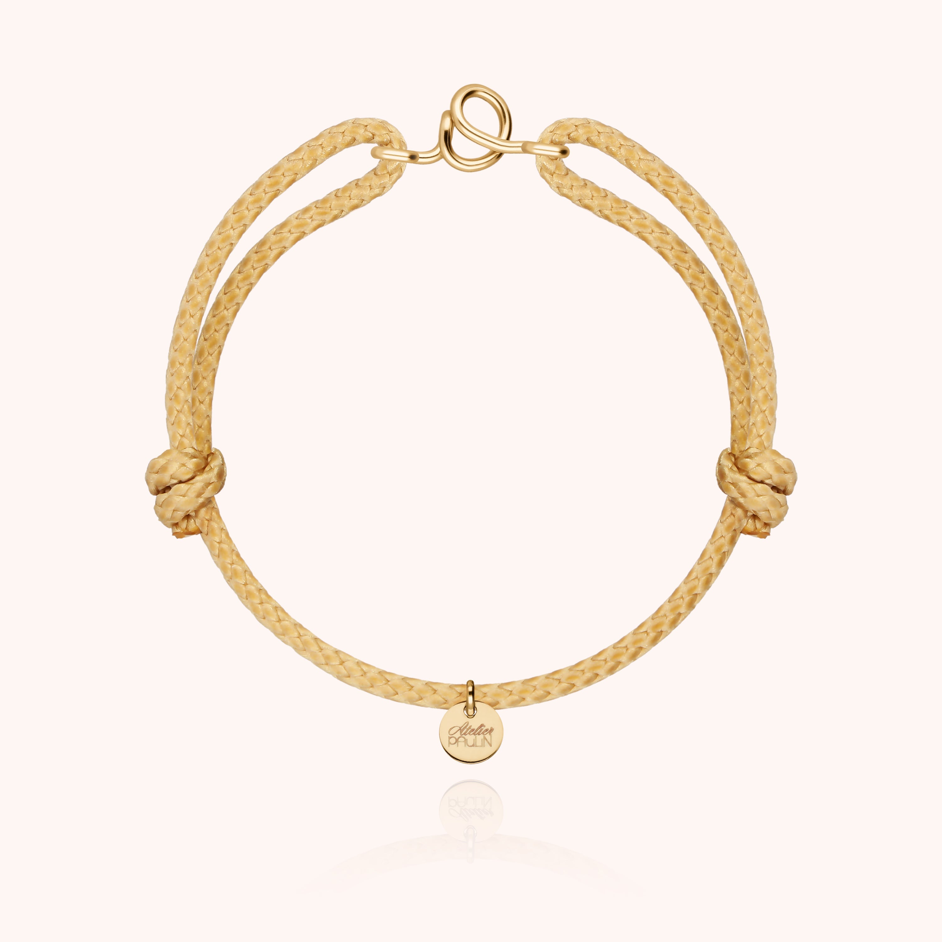 Initial Cord Bracelet for Him - 14k yellow gold-filled
