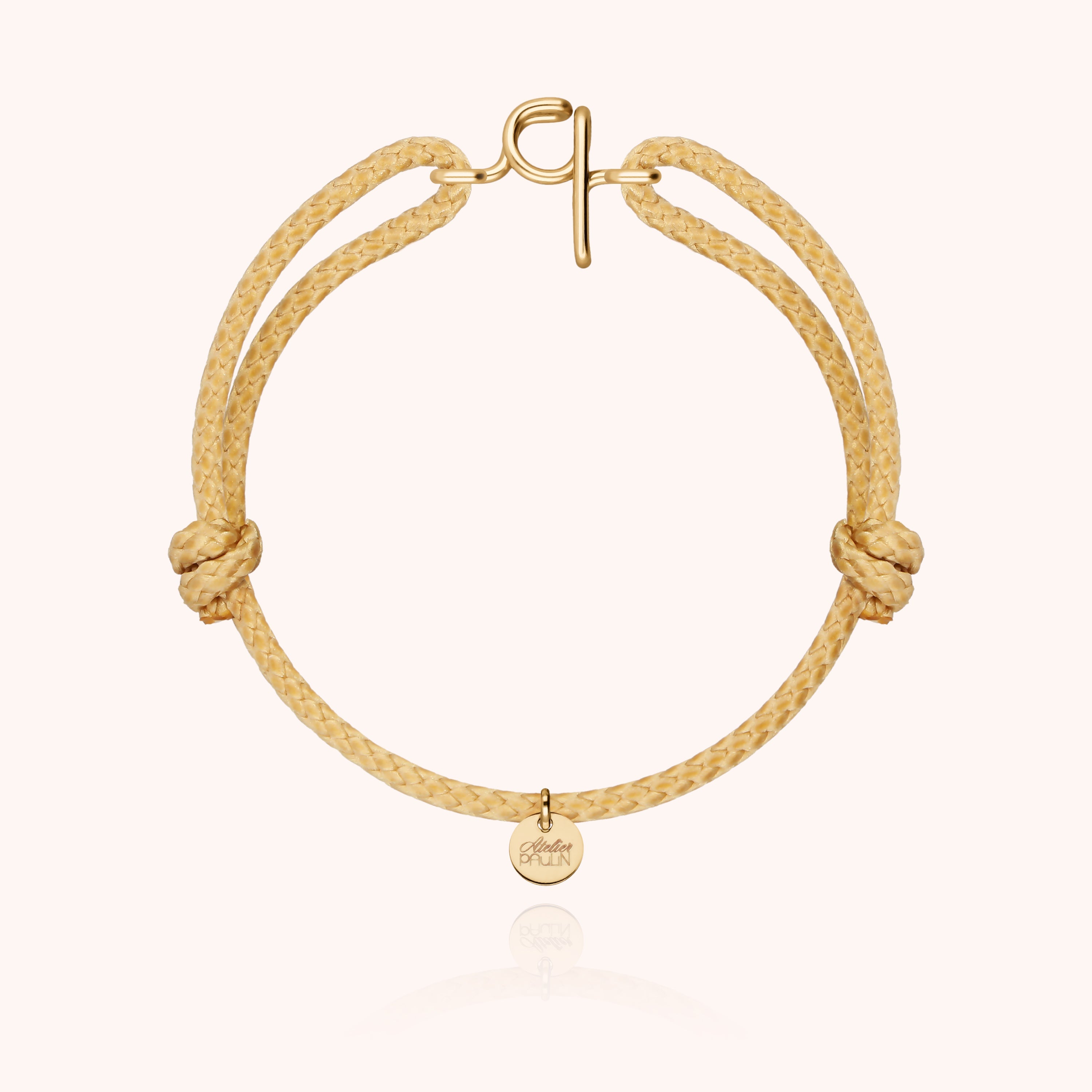 Initial Cord Bracelet for Him - 14k yellow gold-filled