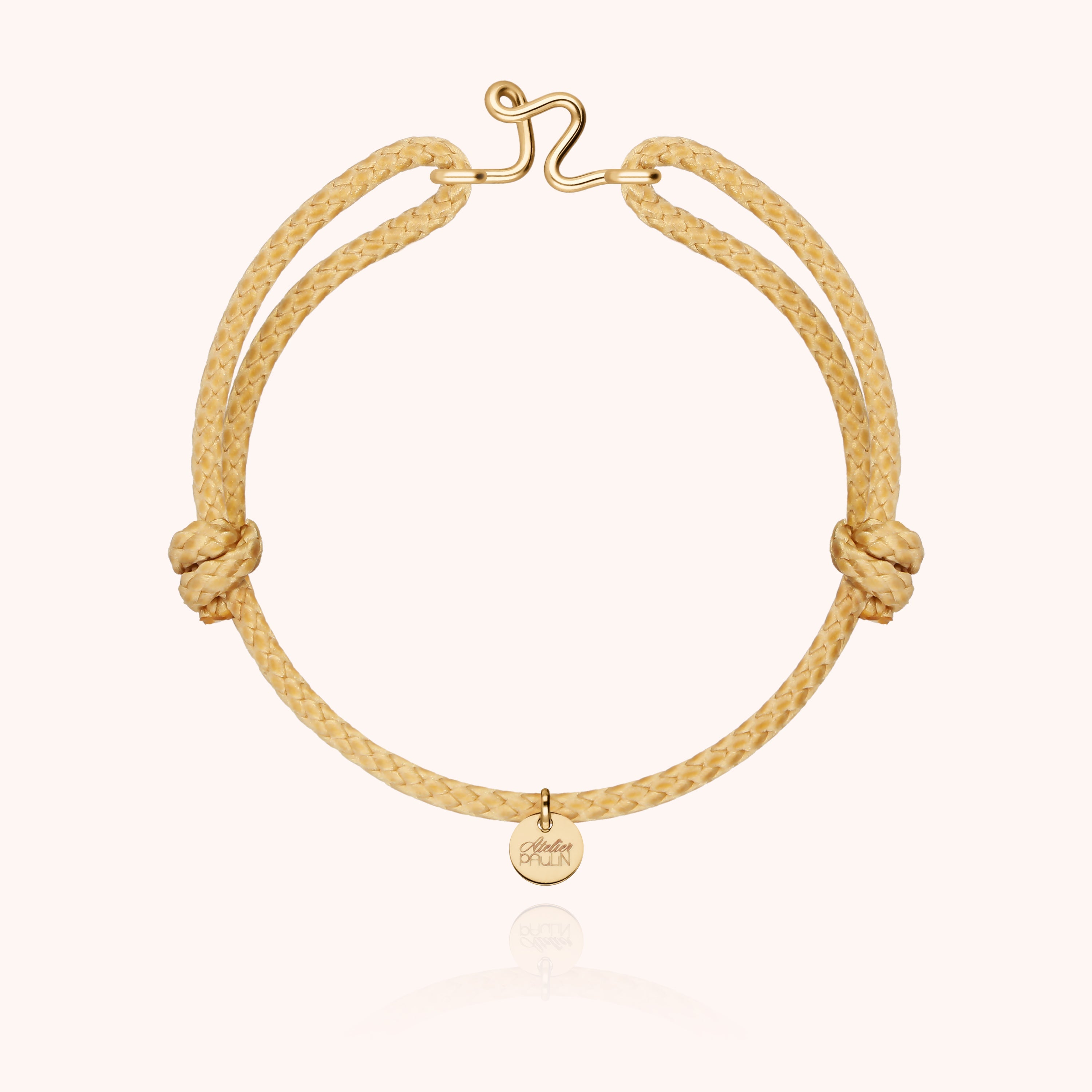 Initial Cord Bracelet for Him - 14k yellow gold-filled